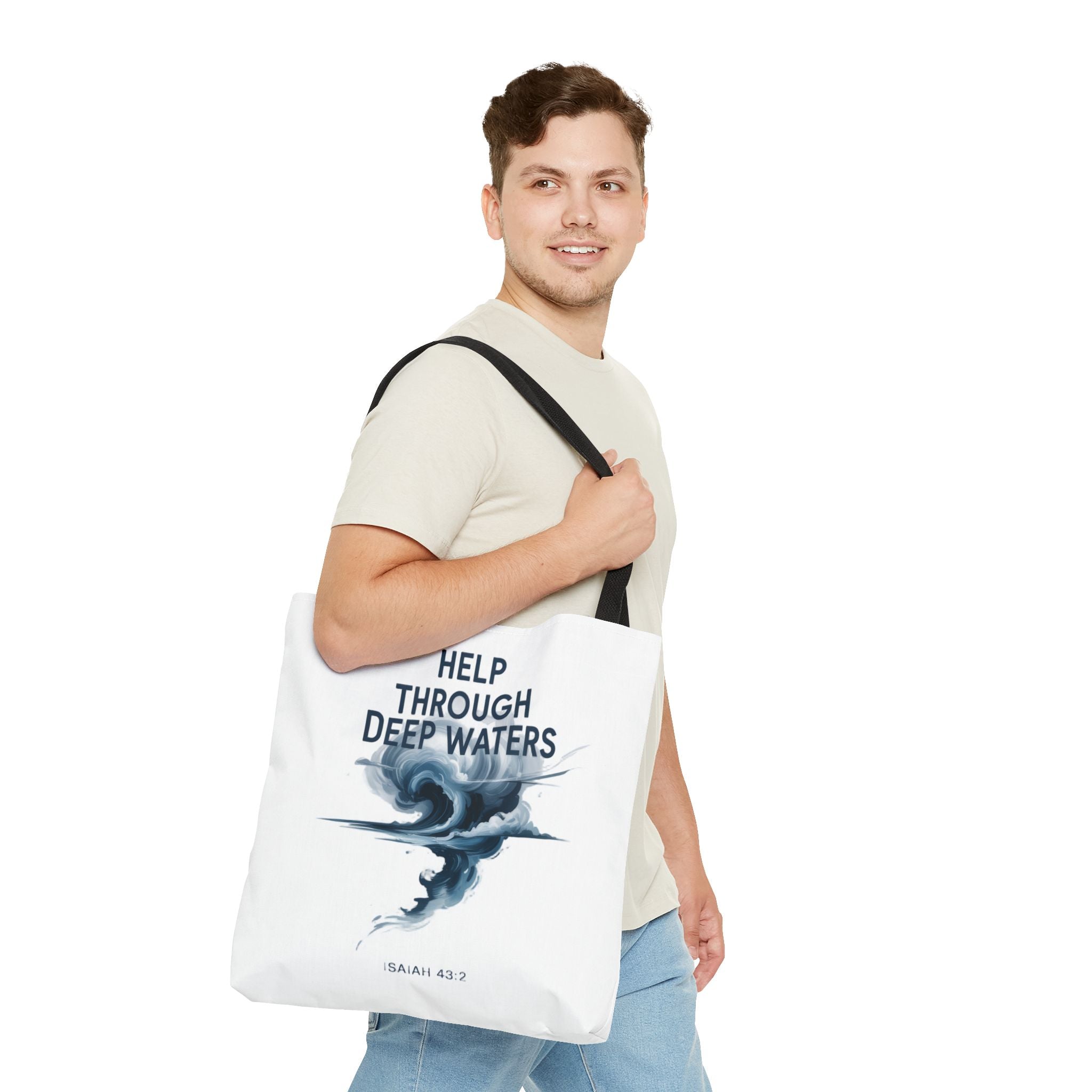 Tote — "Help Through Deep Waters" Inspirational Scripture Tote Bag (Isaiah 43:2)