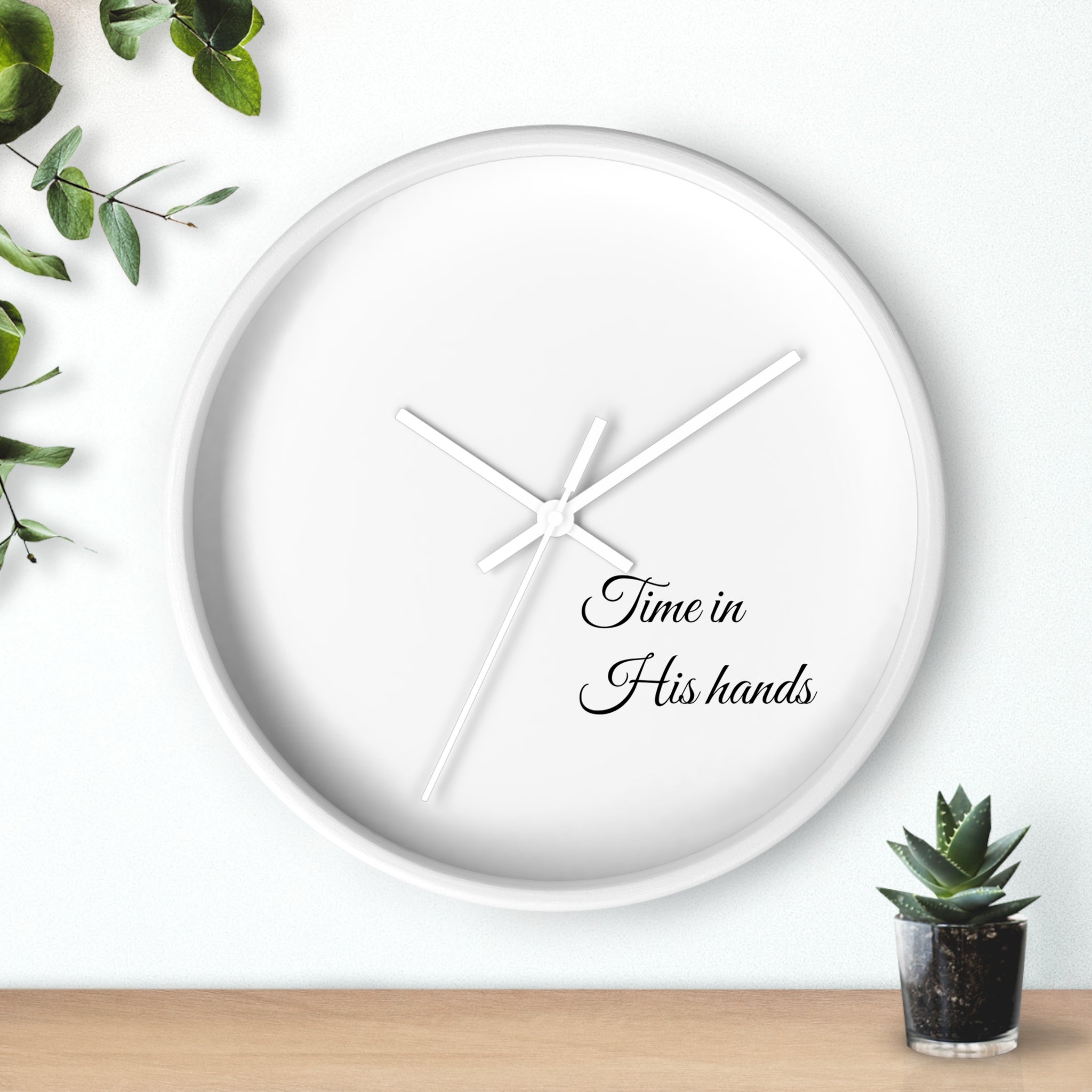 “Time in His hands” Wall Clock — Minimalist Bible Scripture Clock