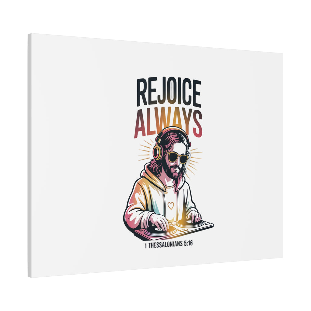 Rejoice Always Canvas Wall Art — Modern Jesus Illustration (1 Thessalonians 5:16)