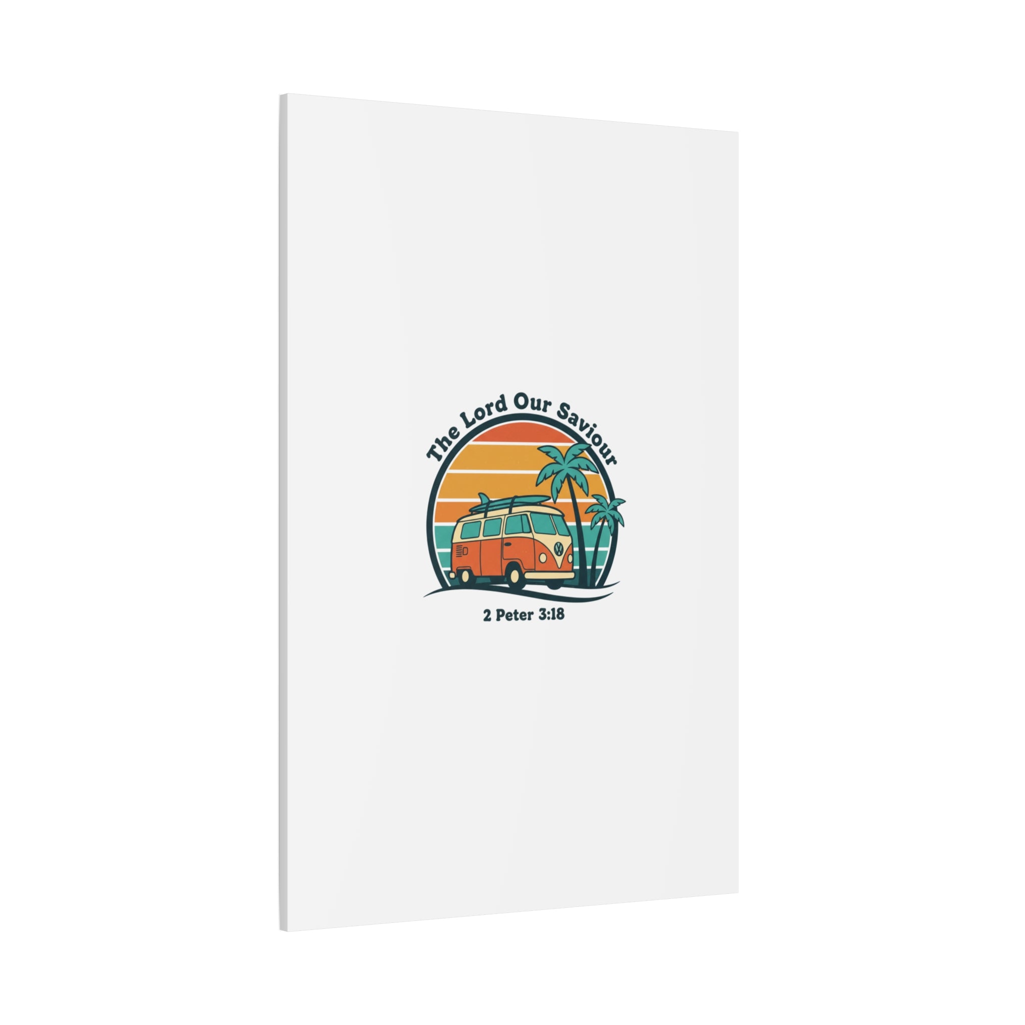 The Lord our Saviour, Retro Surf Sunset Canvas | 70s Van Palm Postcard, Analog Sunshine Aesthetic