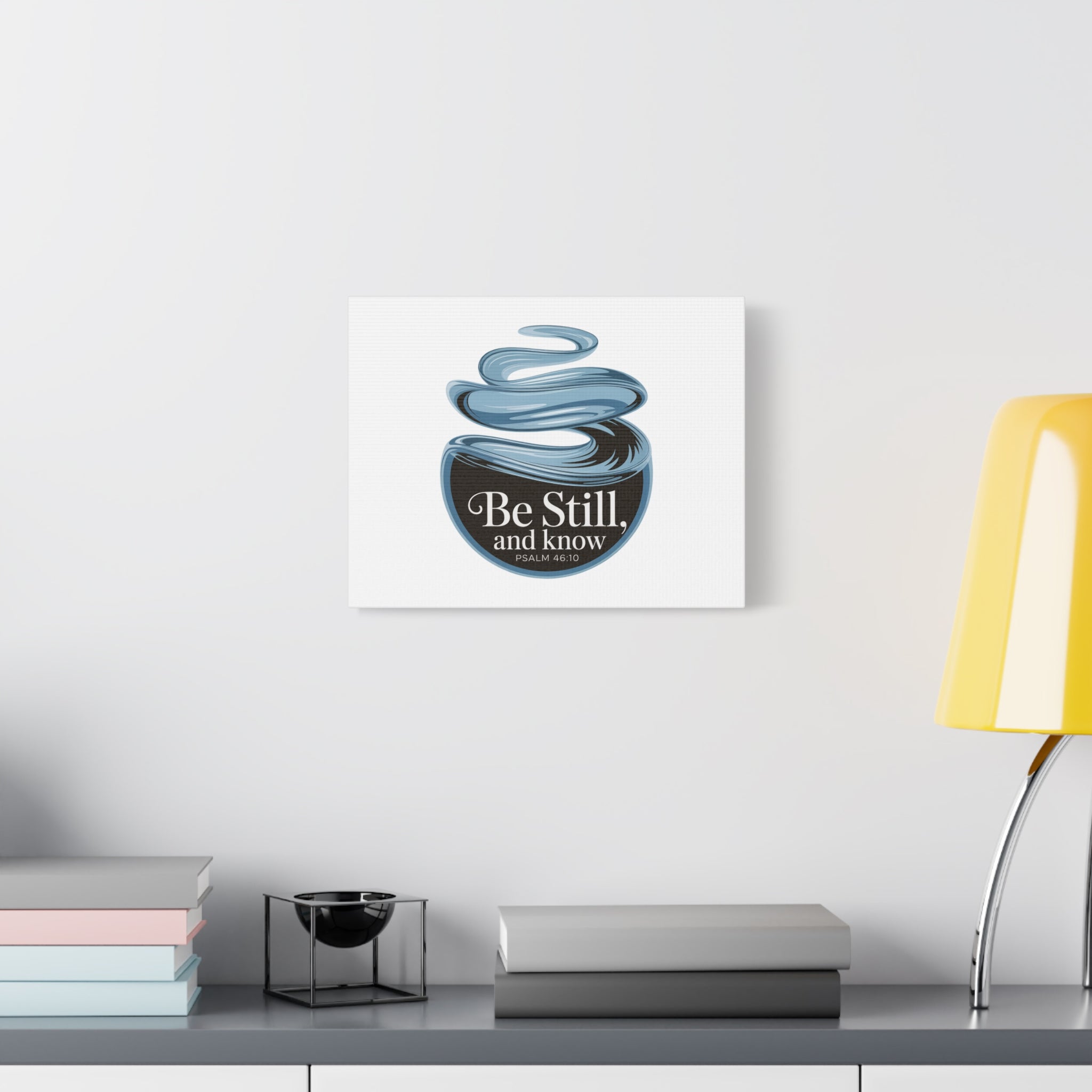 Be Still & Know Canvas Wall Art — Minimal Heart Quote Stretched Matte Canvas