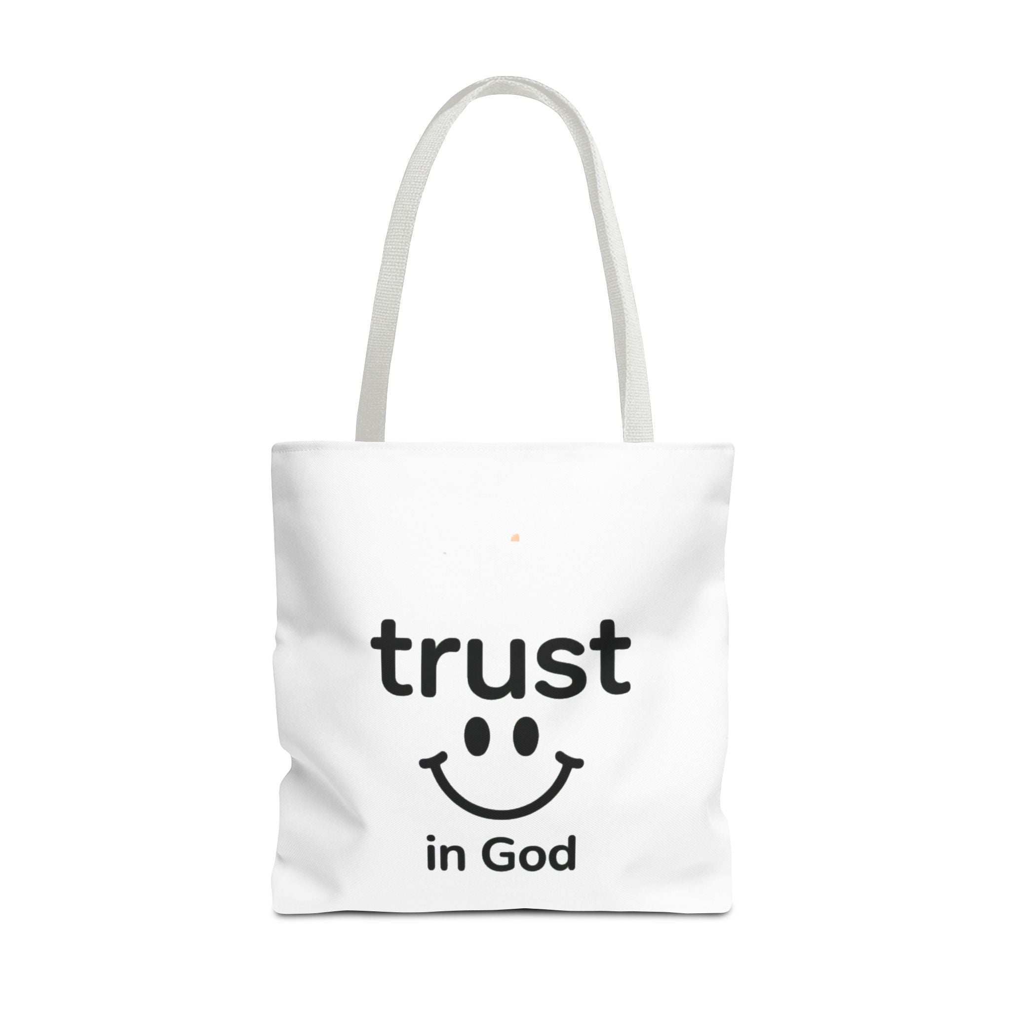 Faith Smile Tote Bag — "Trust in God" Inspirational Canvas Tote
