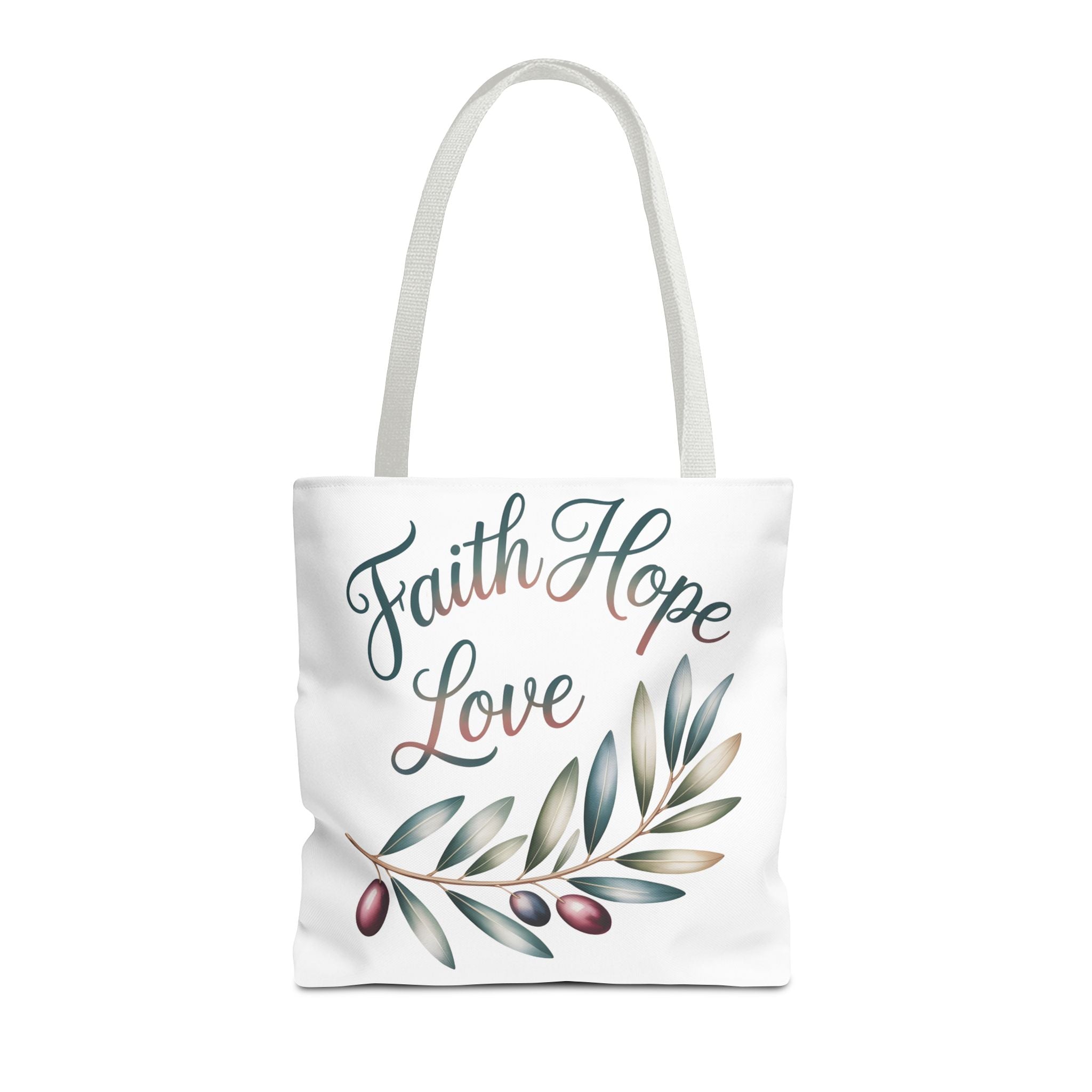 Faith Hope Love Floral Tote Bag — Inspirational Scripture Quote Canvas Carryall