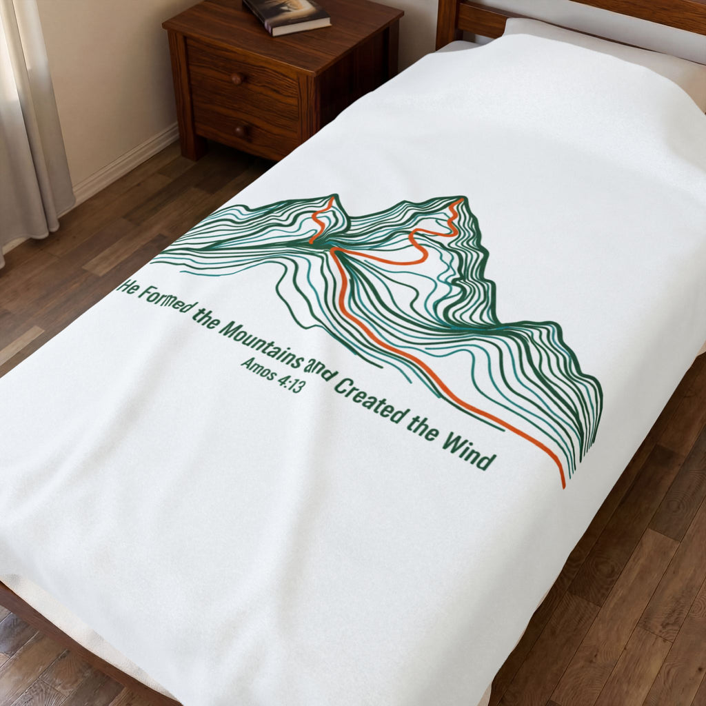 He Formed the Mountains Contour Design Blanket | topographic map print, contour line