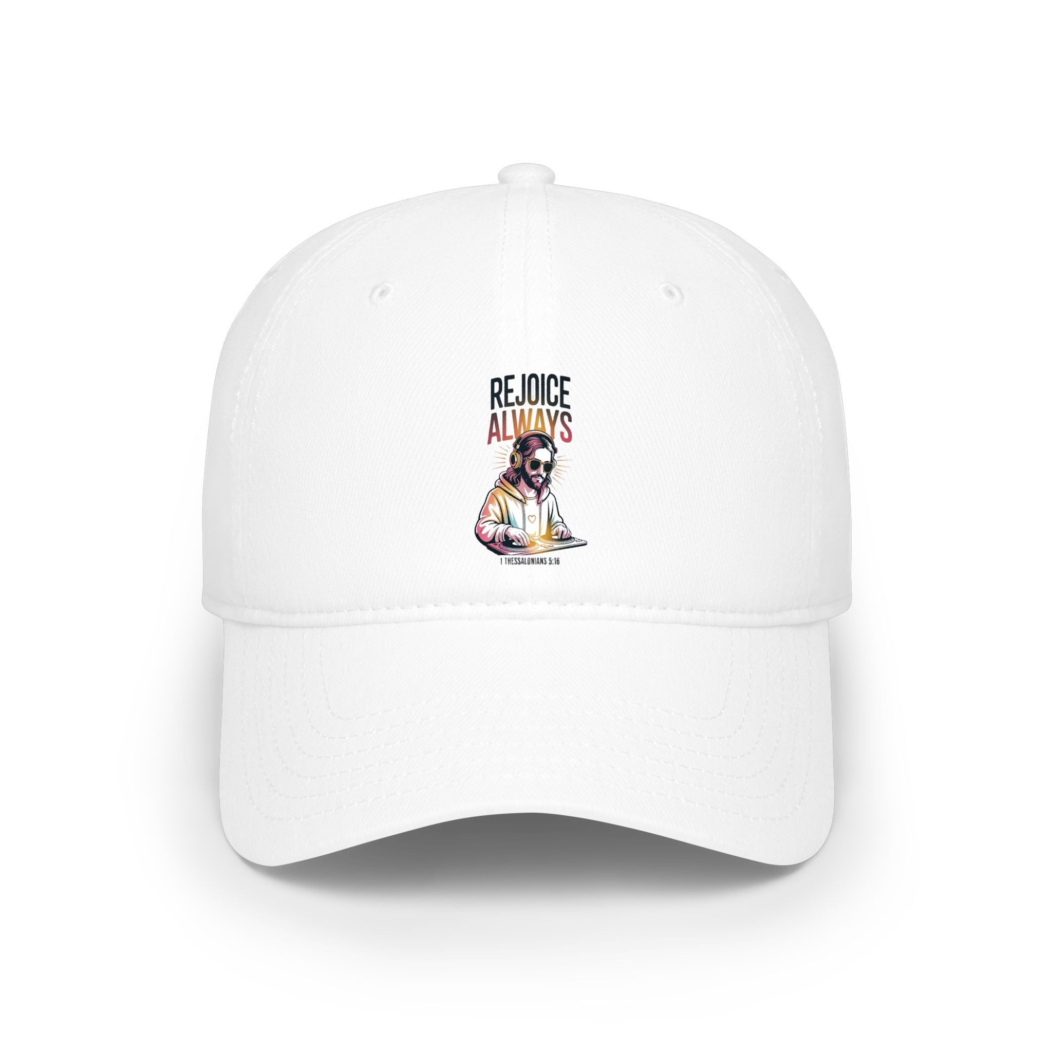 Low Profile Baseball Cap — Vintage 'Rejoice' Skull DJ Graphic Cap