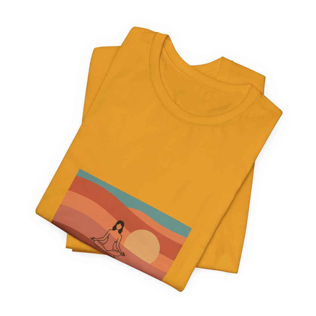 God's Creation Sunset Yoga T-Shirt — Retro Minimalist Spiritual Tee