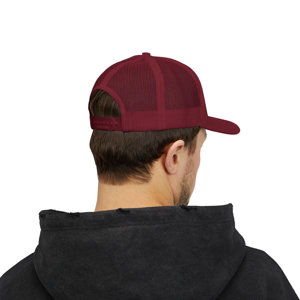 Be Nice Smiley Snapback Trucker Cap — Positive Message Mesh Hat