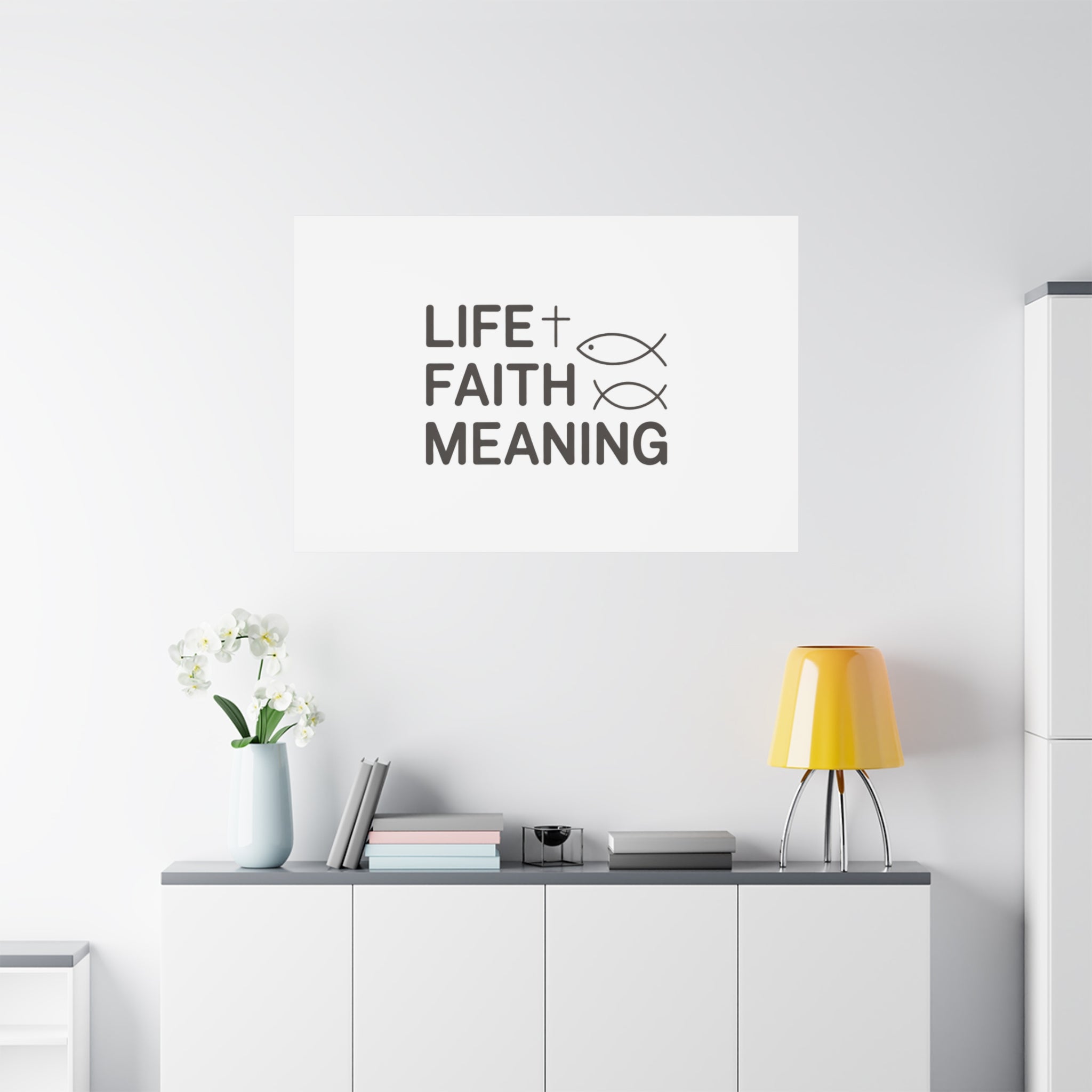 Faith Wall Canvas - "Life + Faith = Meaning" Minimal Christian Art