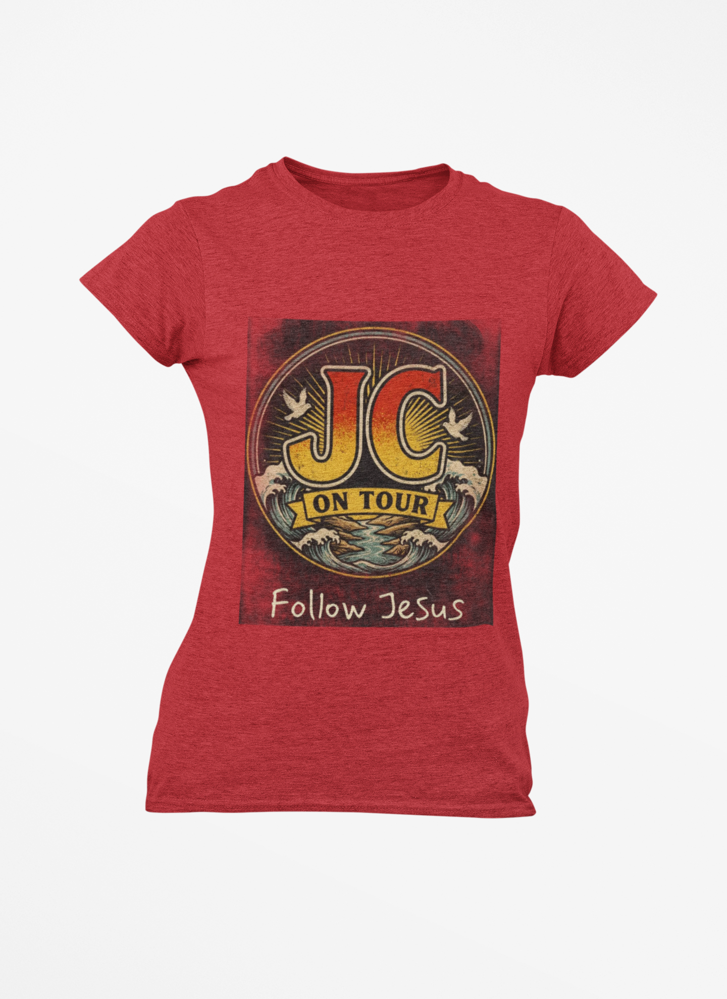JC On Tour – Follow Jesus Rock ’n’ Roll Christian T-Shirt