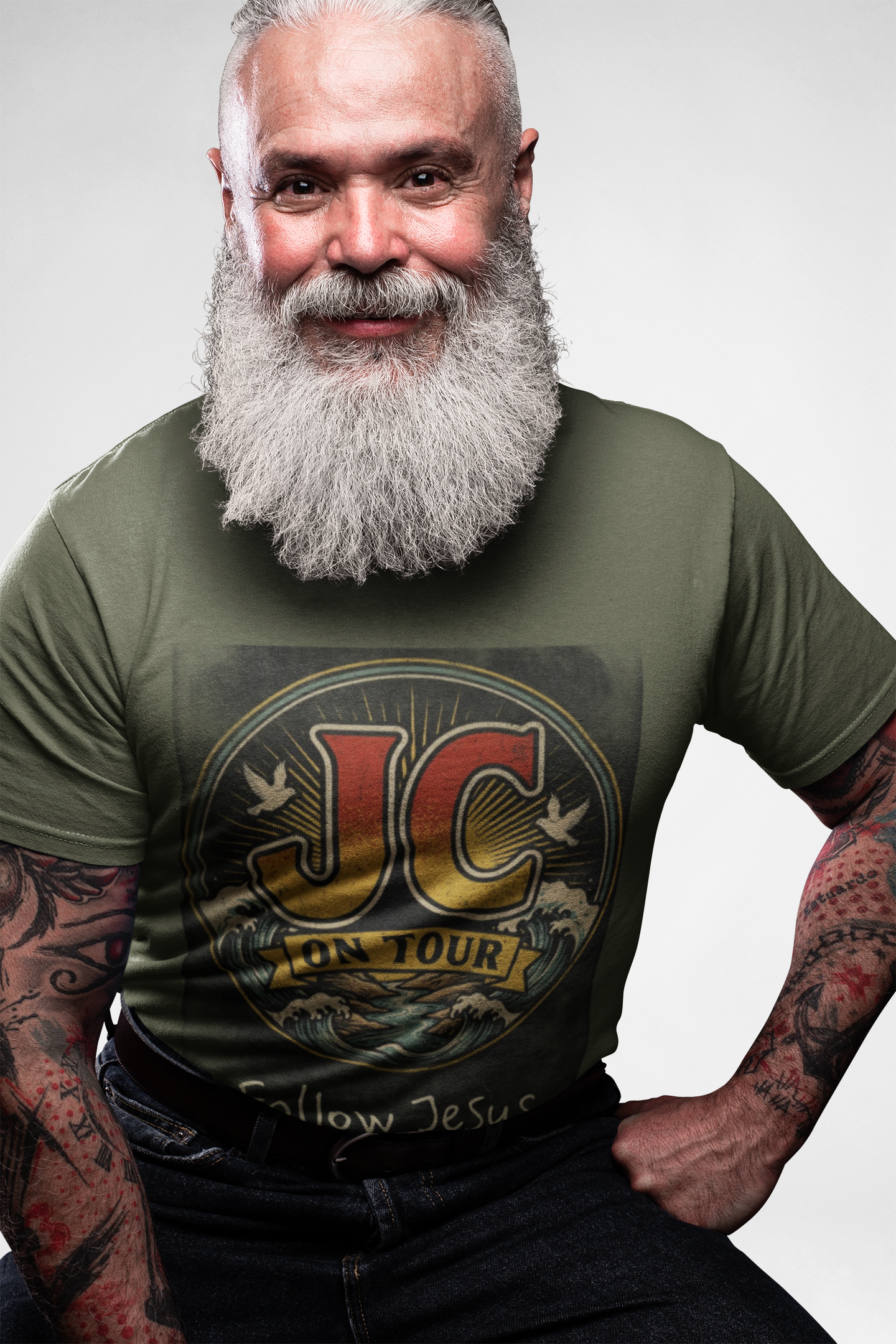 JC On Tour – Follow Jesus Rock ’n’ Roll Christian T-Shirt