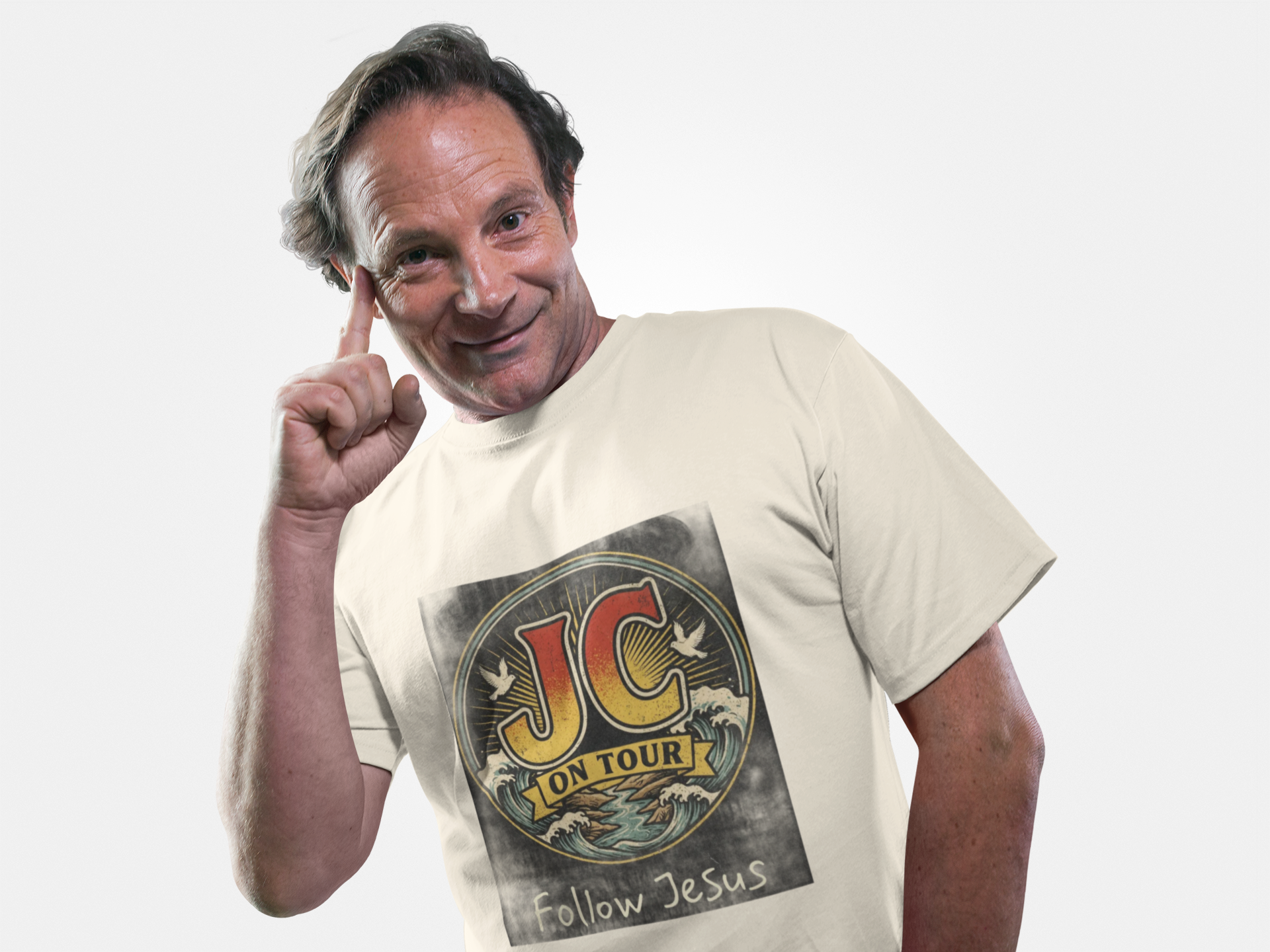 JC On Tour – Follow Jesus Rock ’n’ Roll Christian T-Shirt