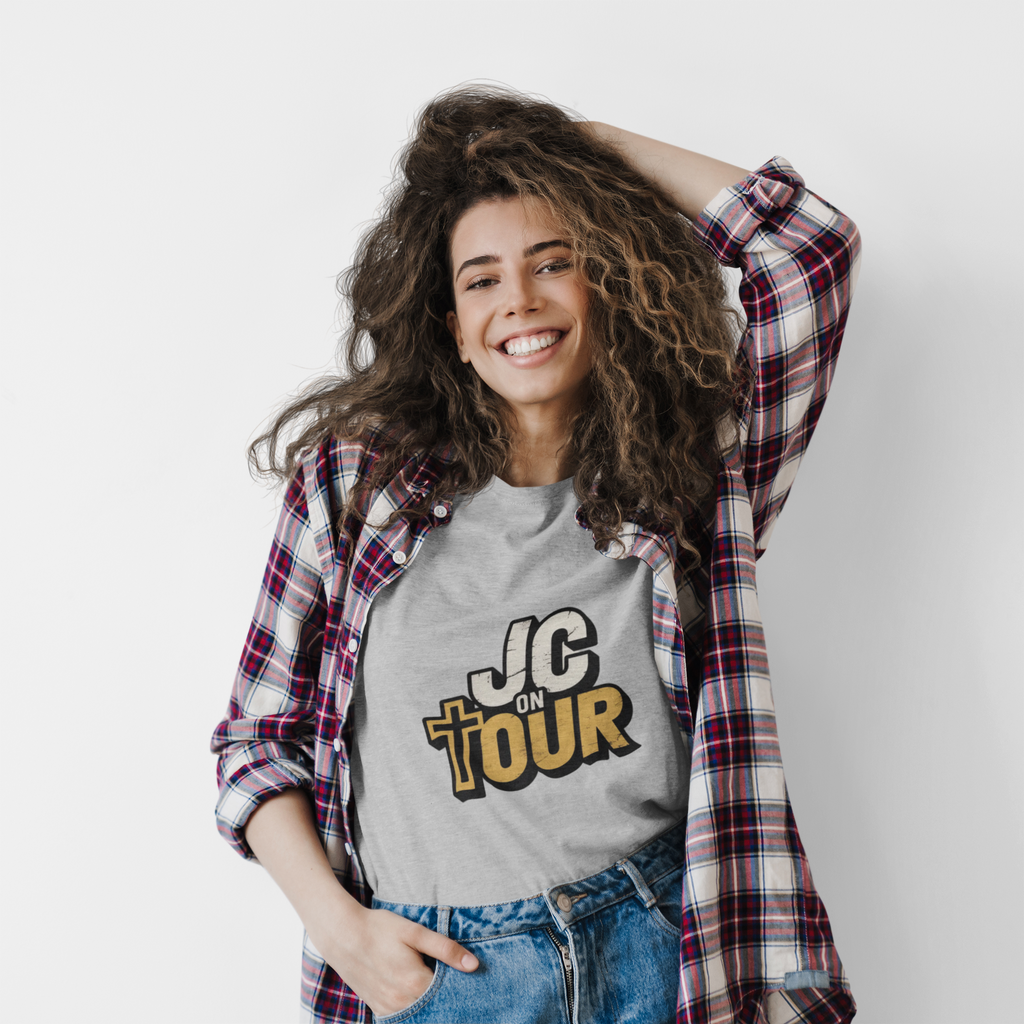 JC On Tour Christian T-Shirt — Funny Jesus Tee for Faith-Based Gifts