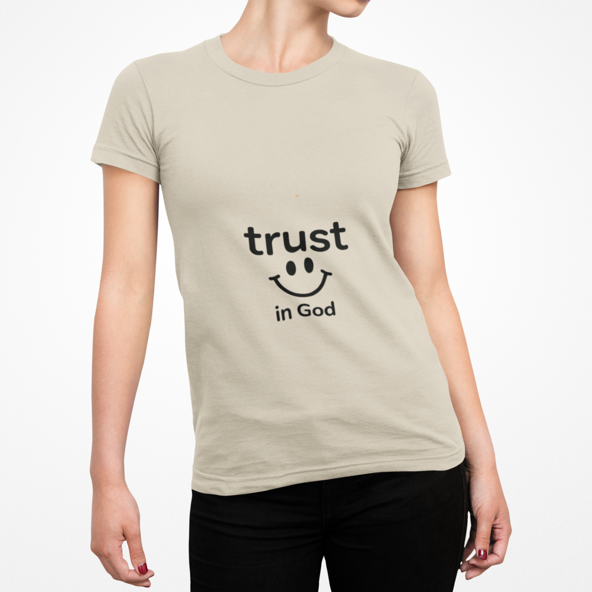Trust in God Smiley Tee — Faith-Based Christian T-Shirt