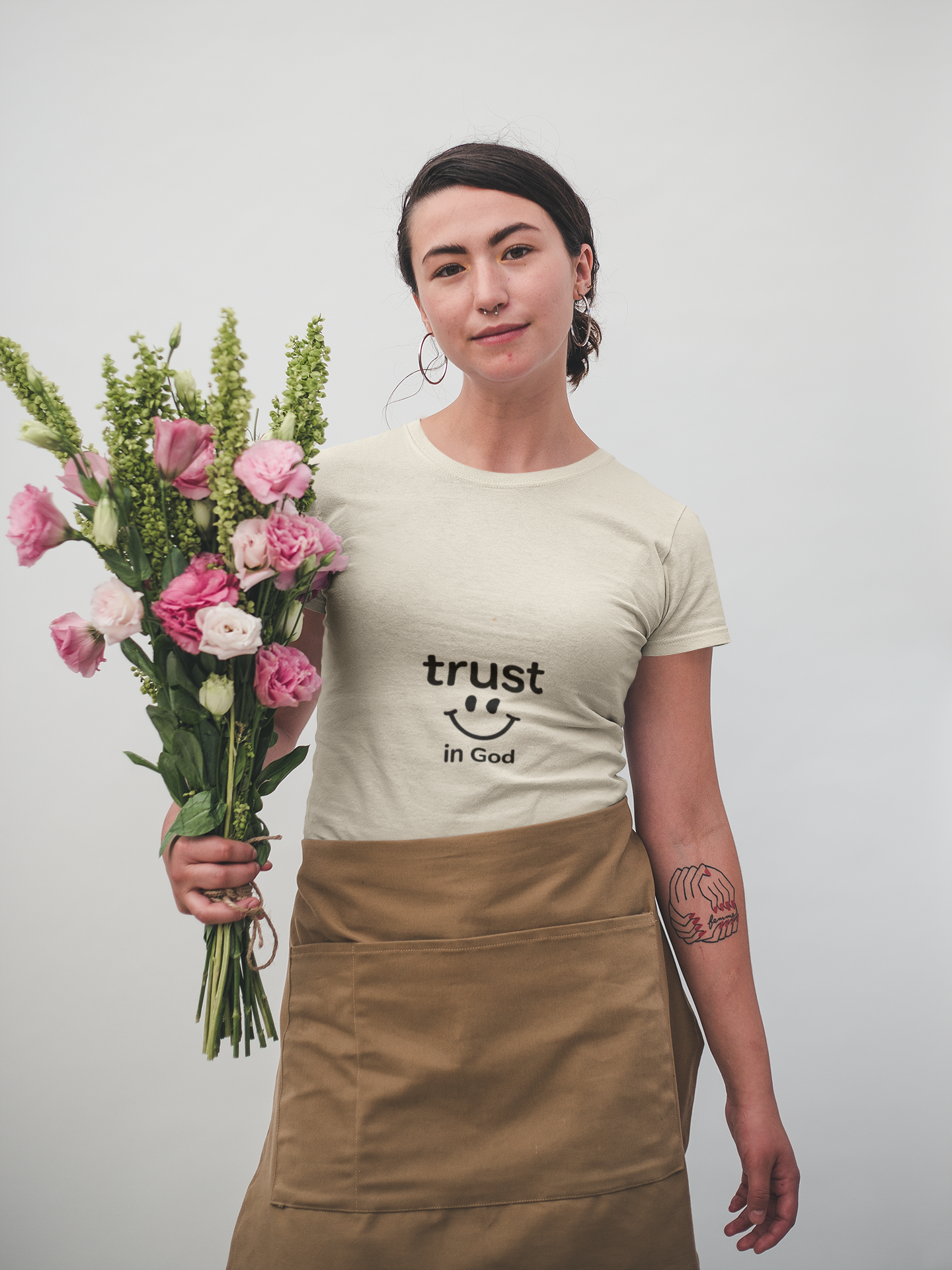 Trust in God Smiley Tee — Faith-Based Christian T-Shirt