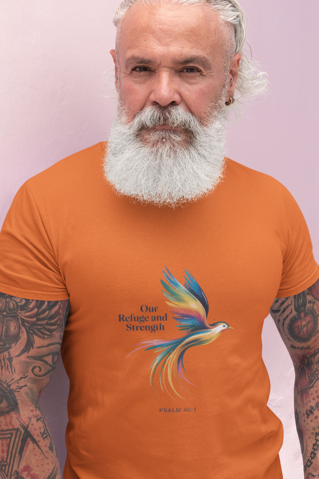 Psalm Bird Tee — "Our Refuge and Our Strength" Christian T-Shirt