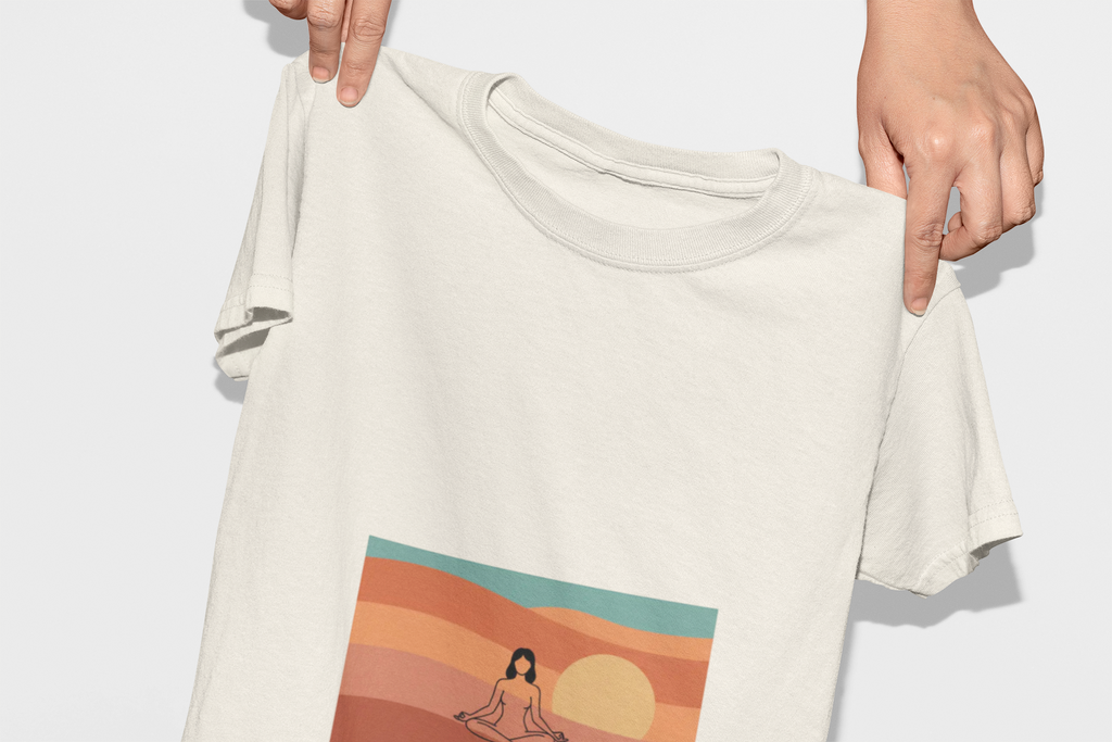 God's Creation Sunset Yoga T-Shirt — Retro Minimalist Spiritual Tee