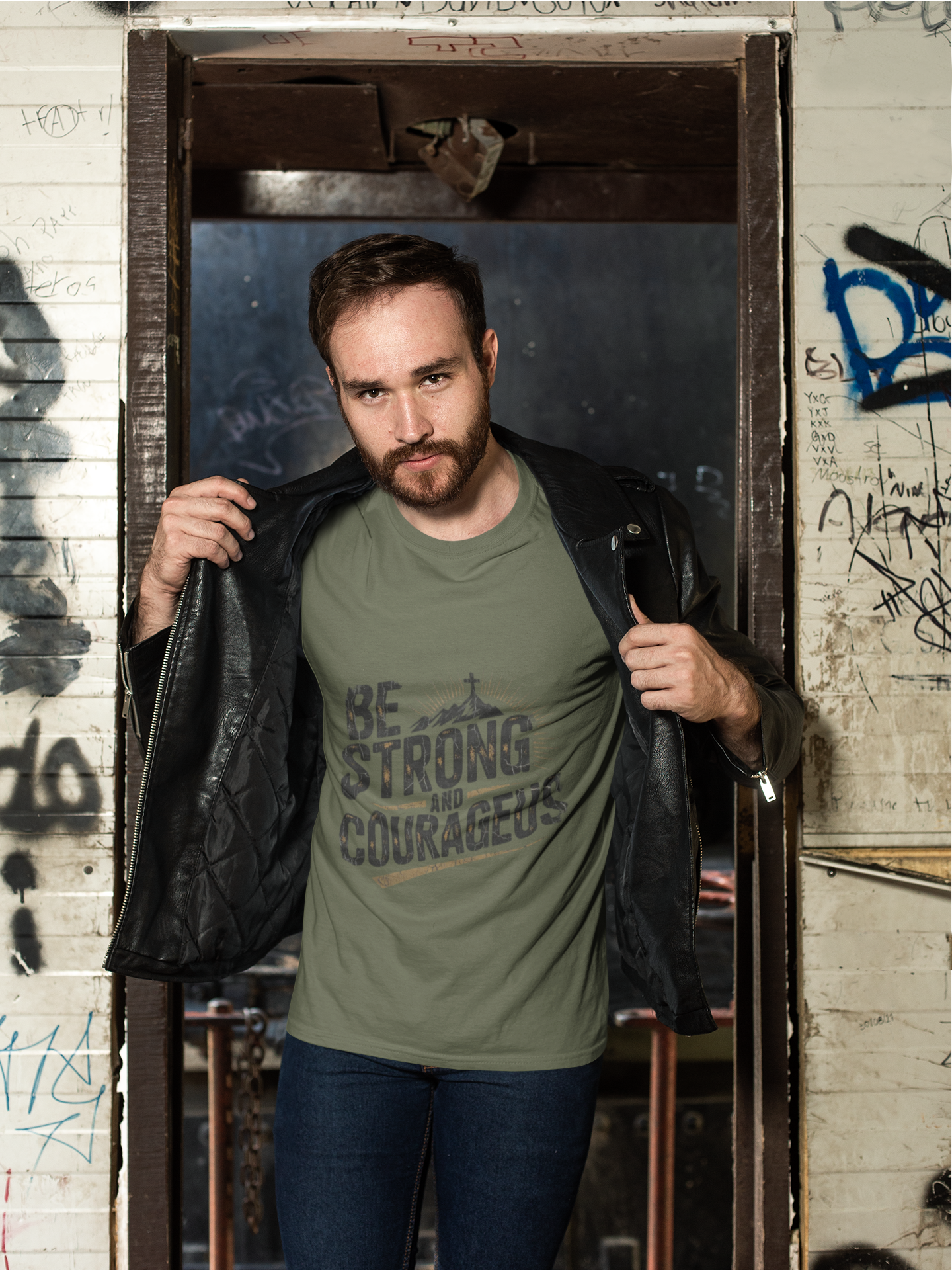 Be Strong and Courageous – Inspirational Bible Verse T-Shirt