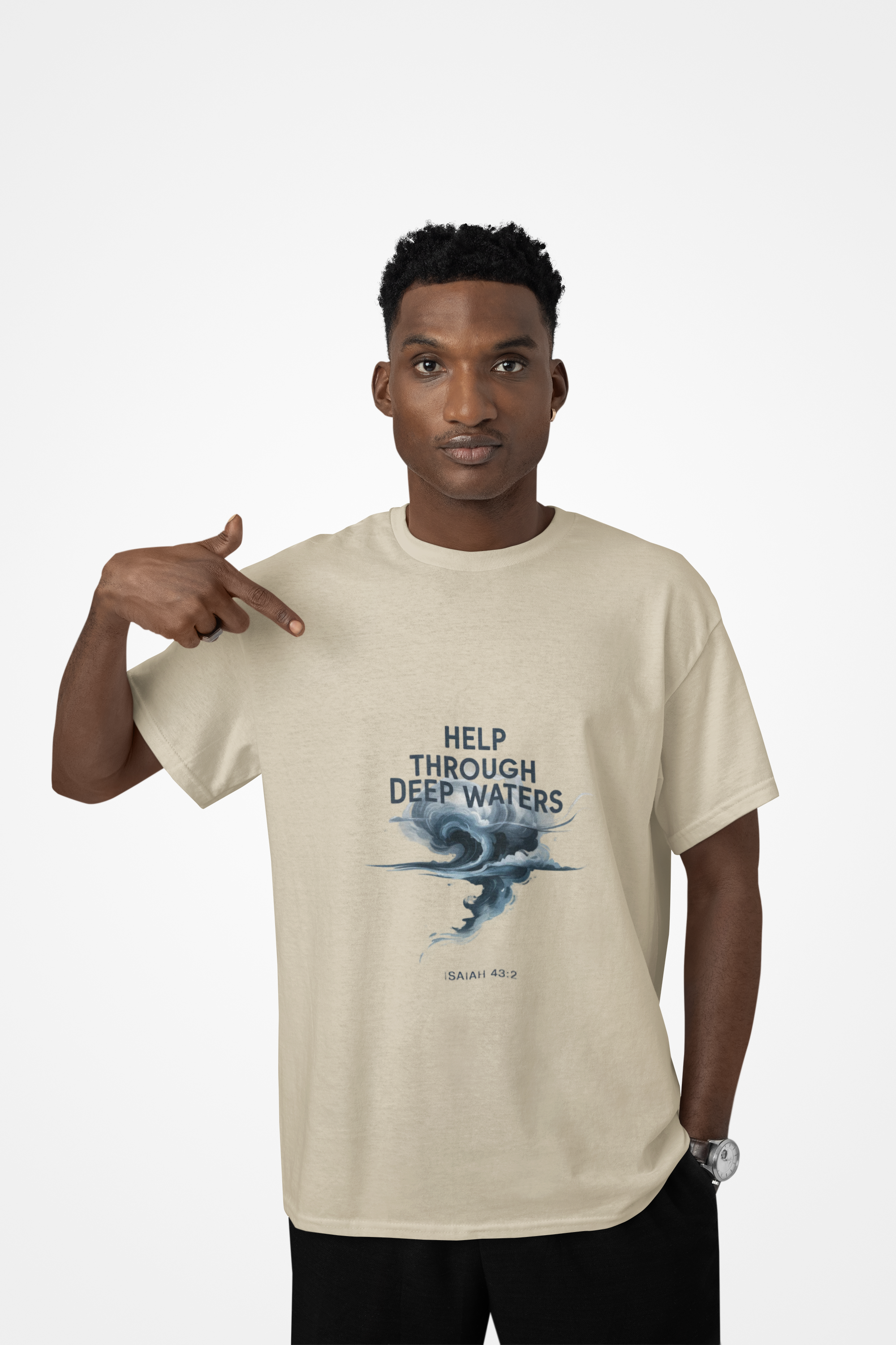 Help Through Deep Waters Christian T-Shirt — Minimal Wave Design