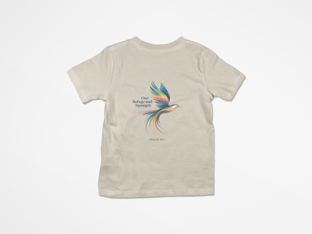 Psalm Bird Tee — "Our Refuge and Our Strength" Christian T-Shirt