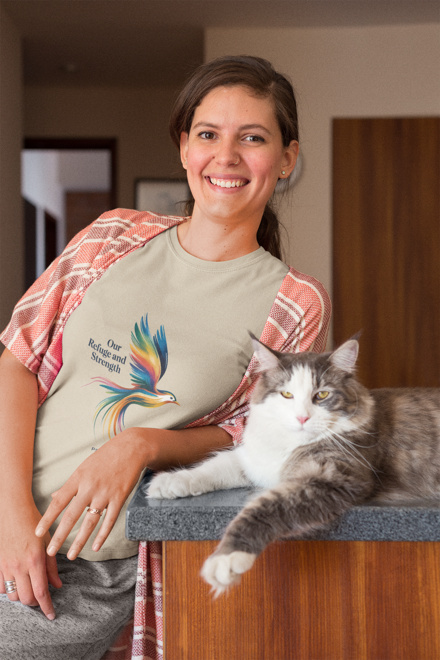 Psalm Bird Tee — "Our Refuge and Our Strength" Christian T-Shirt