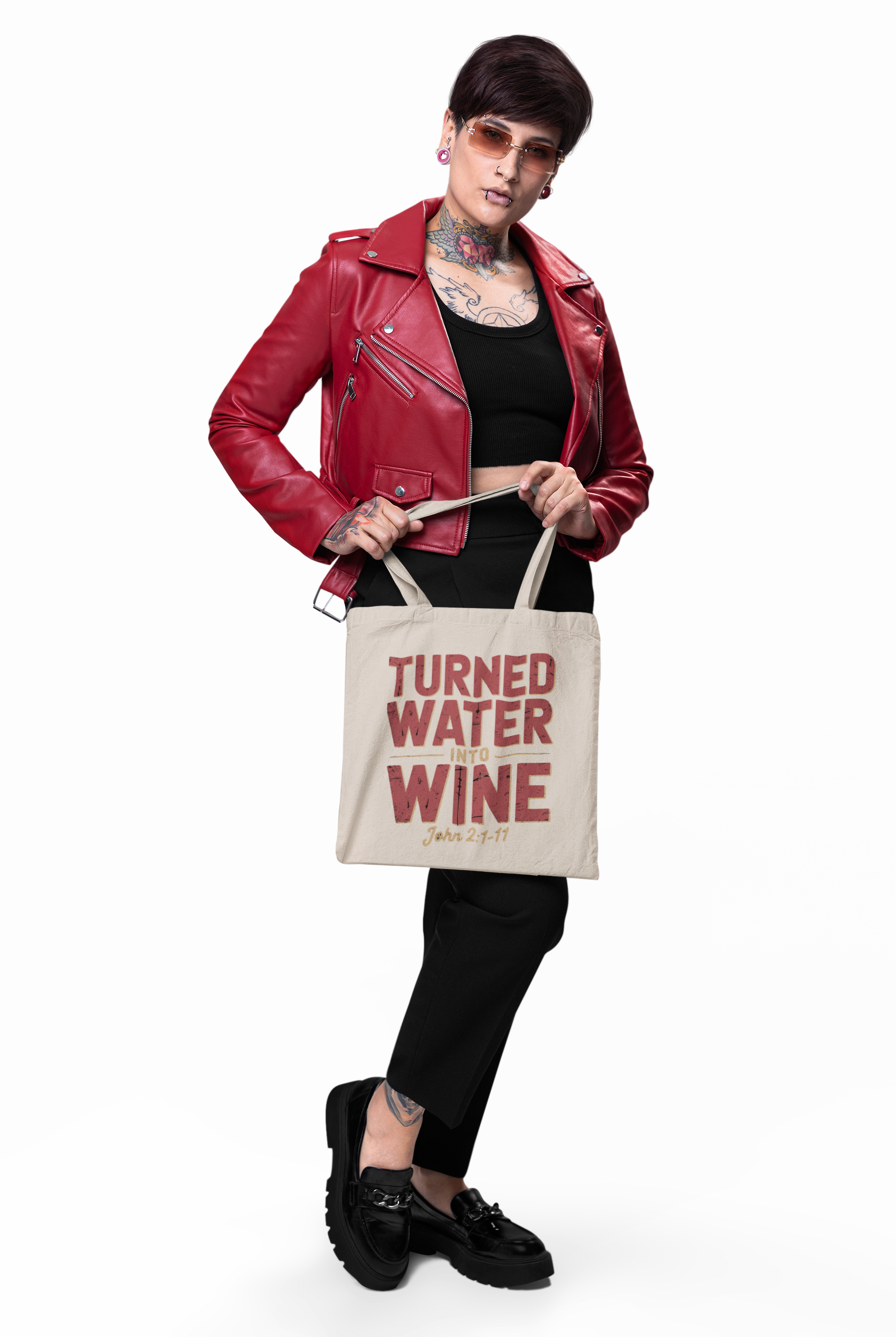He Turned Water Into Wine Cotton Canvas Tote Bag — Scripture Quote Tote
