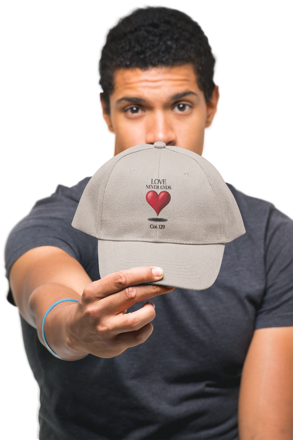 Love Never Ends Christian hat — Inspirational Scripture Tee