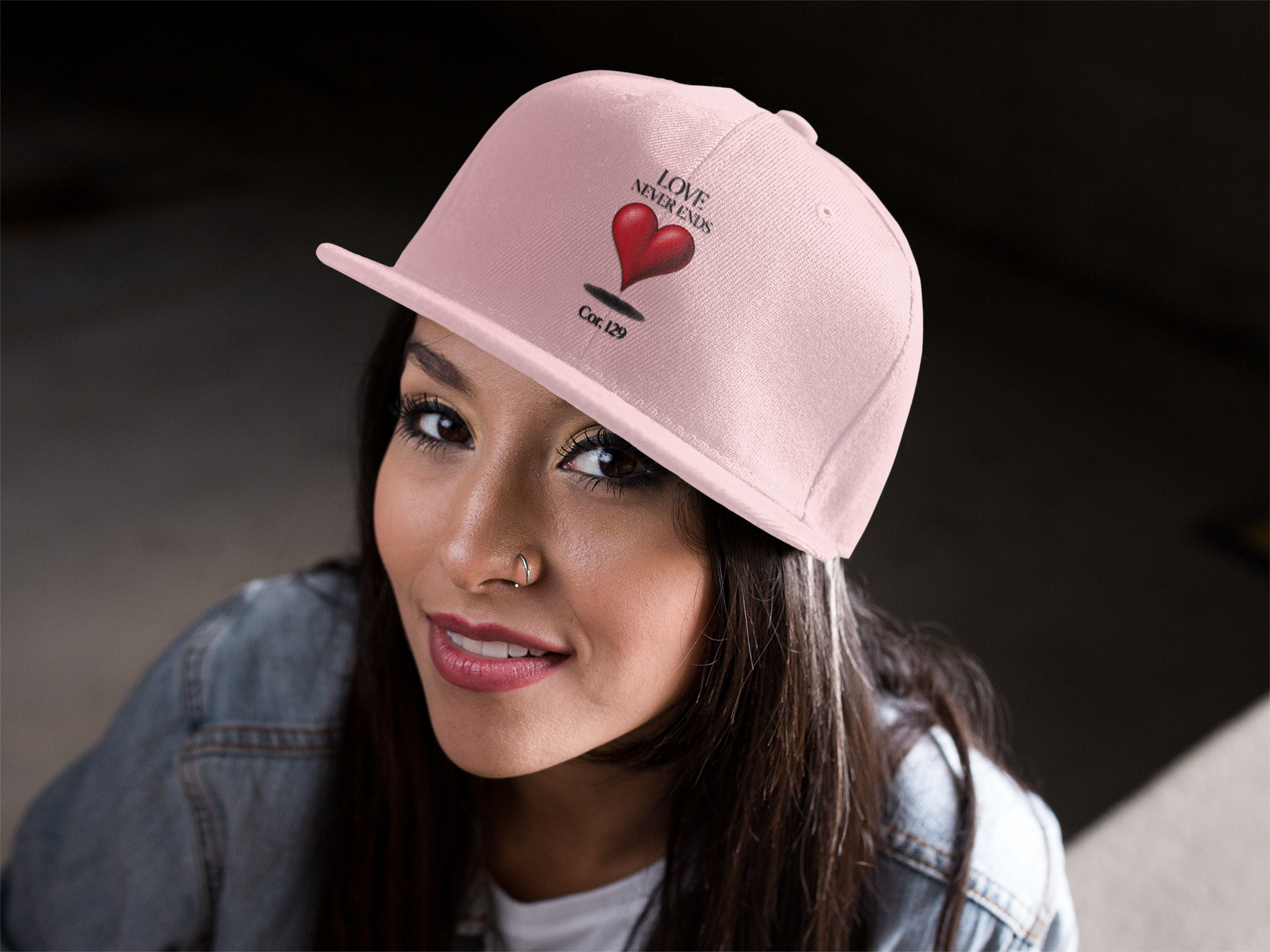 Love Never Ends Christian hat — Inspirational Scripture Tee