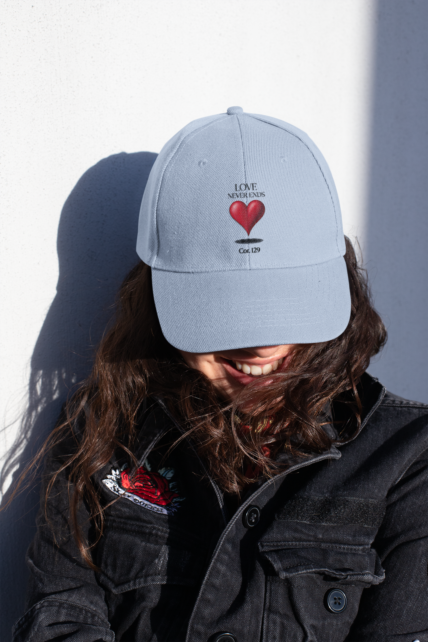 Love Never Ends Christian hat — Inspirational Scripture Tee