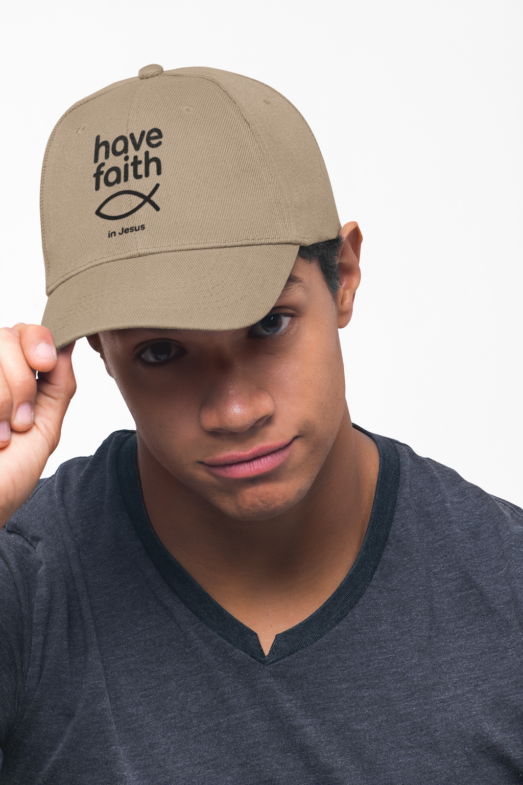 Have Faith Dad Cap — Christian Baseball Hat with Ichthys Fish