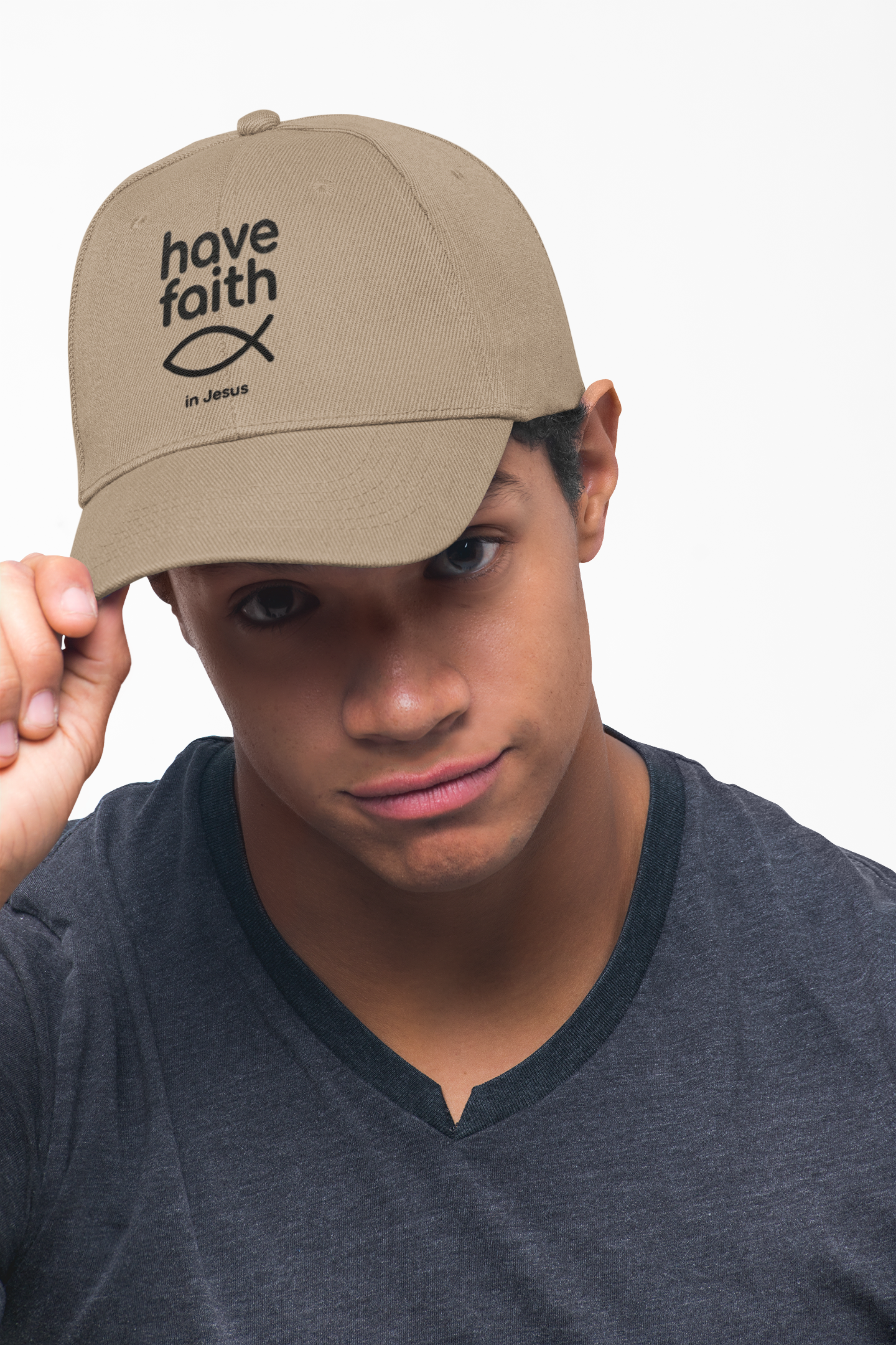 Have Faith Dad Cap — Christian Baseball Hat with Ichthys Fish