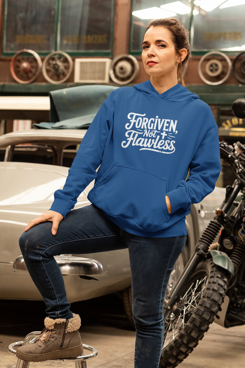 Forgiven Not Flawless - Christian Faith Hoodie