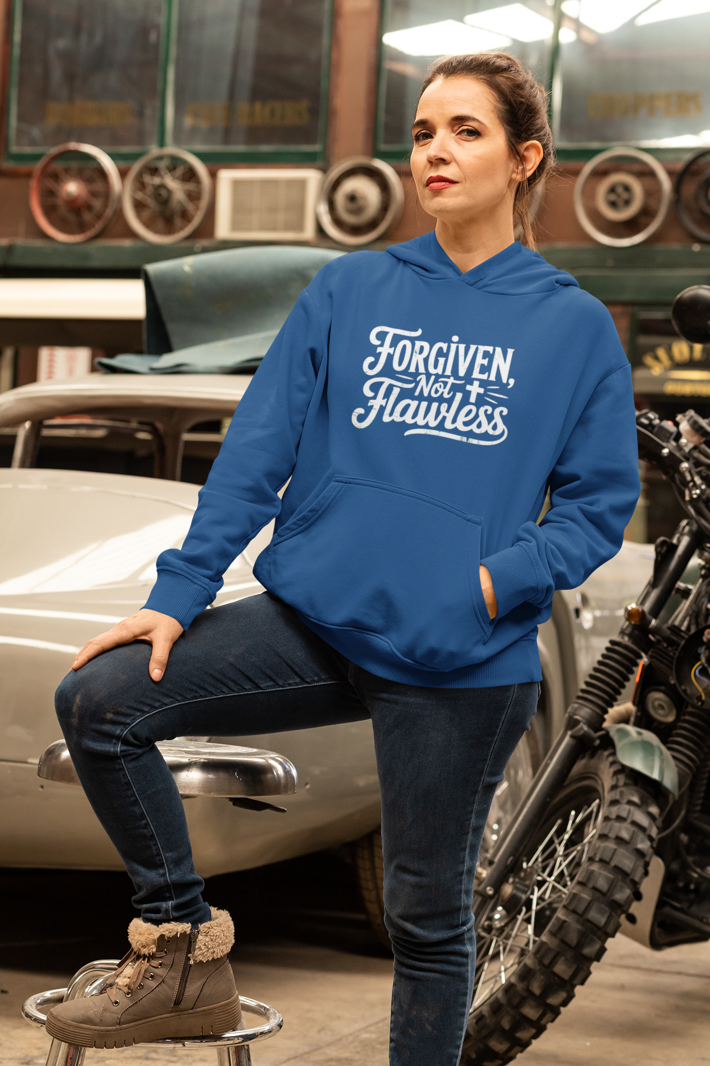 Forgiven Not Flawless - Christian Faith Hoodie