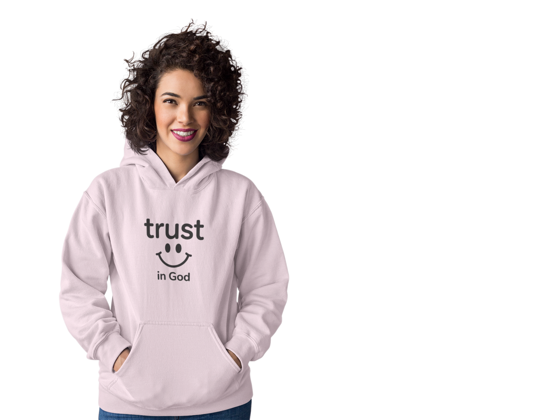 Trust in God Smiley Hoodie — Inspirational Christian Faith Pullover