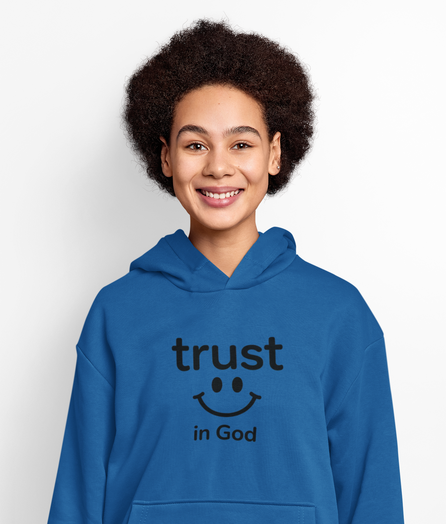 Trust in God Smiley Hoodie — Inspirational Christian Faith Pullover