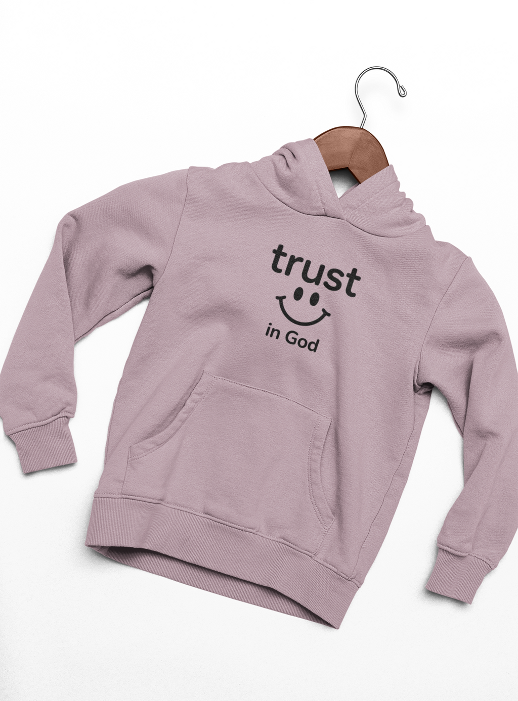 Trust in God Smiley Hoodie — Inspirational Christian Faith Pullover