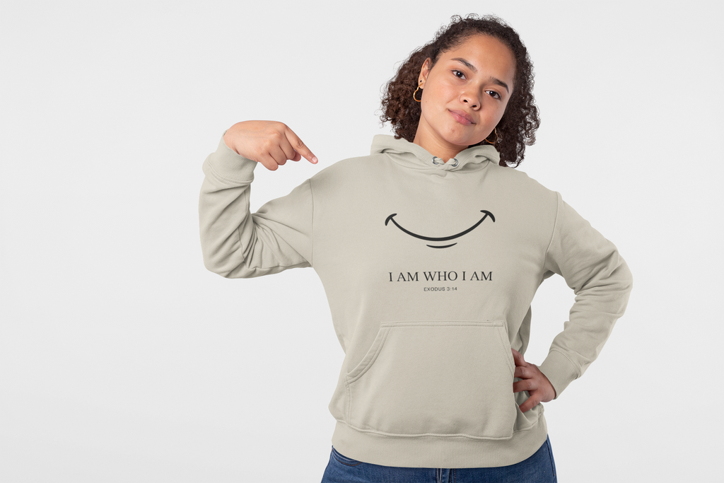 Hoodie — "I Am Who I Am" Minimalist Inspirational Pullover