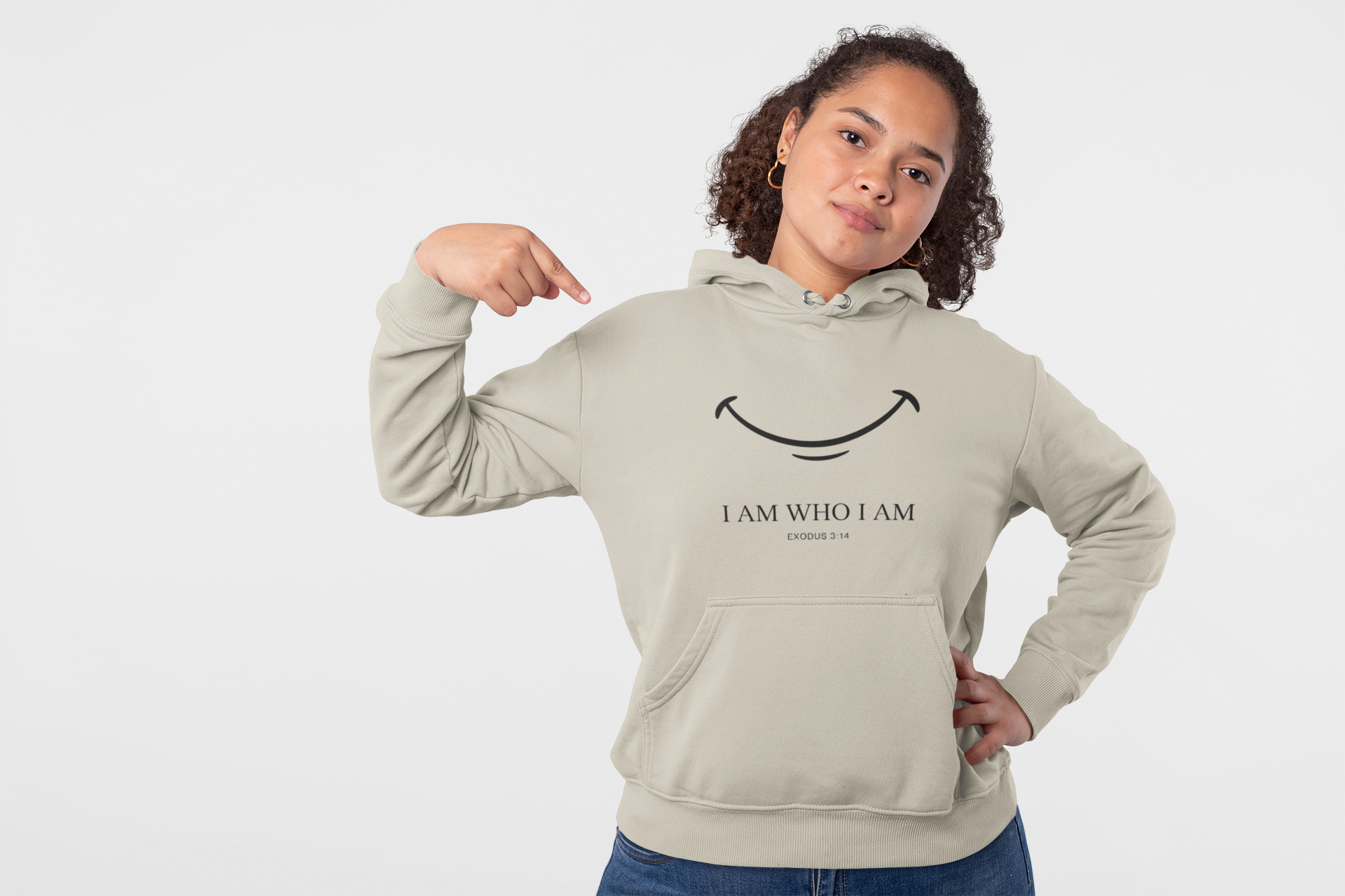Hoodie — "I Am Who I Am" Minimalist Inspirational Pullover