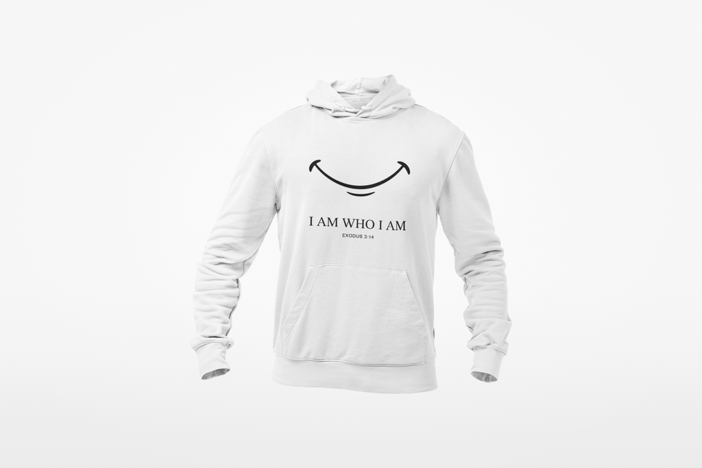 Hoodie — "I Am Who I Am" Minimalist Inspirational Pullover