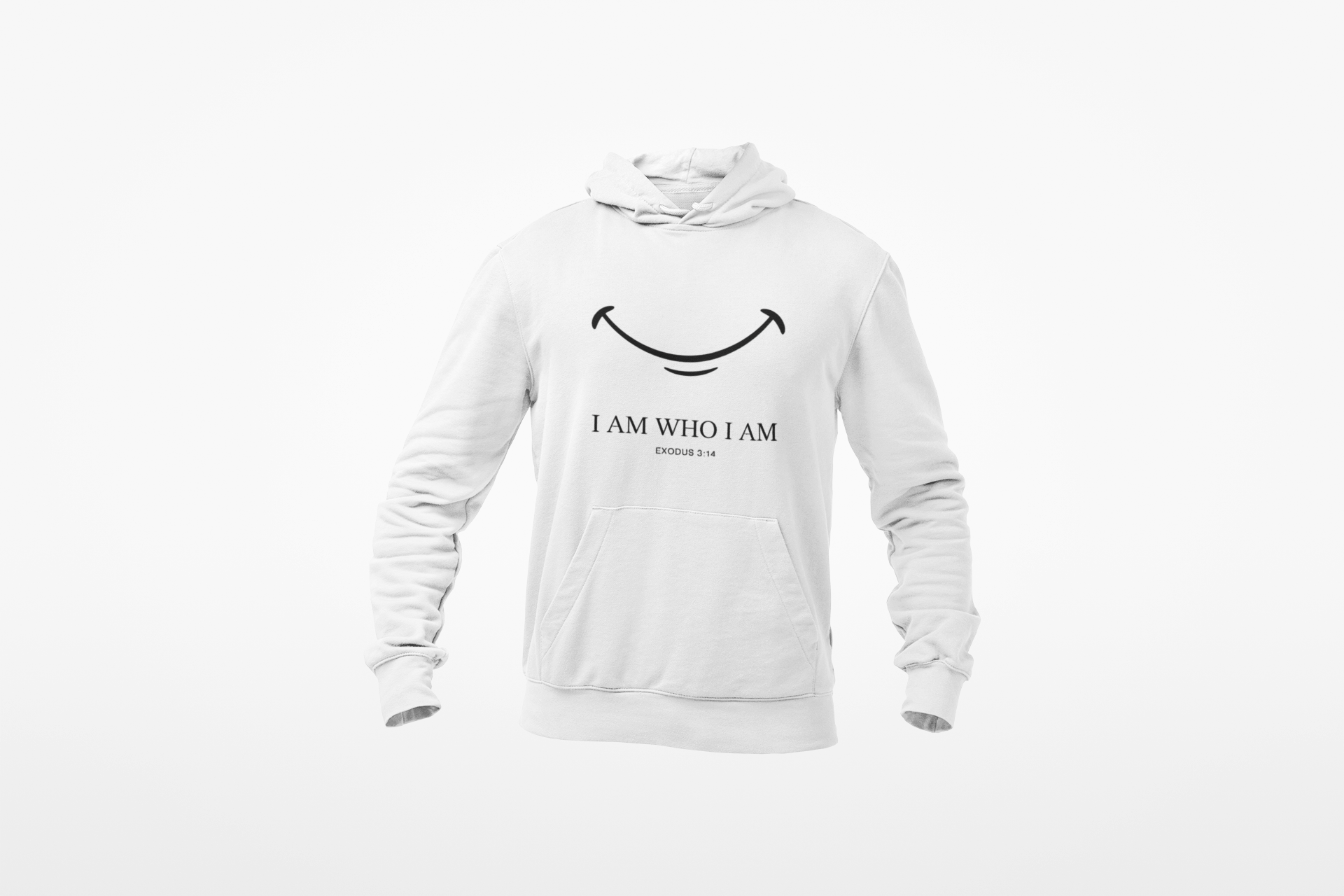 Hoodie — "I Am Who I Am" Minimalist Inspirational Pullover