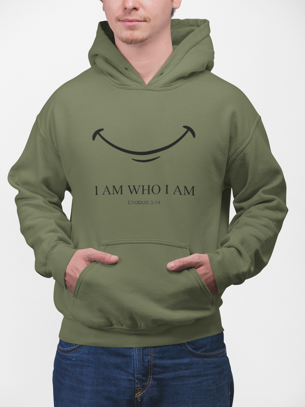 Hoodie — "I Am Who I Am" Minimalist Inspirational Pullover