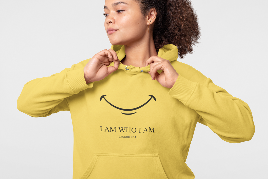 Hoodie — "I Am Who I Am" Minimalist Inspirational Pullover