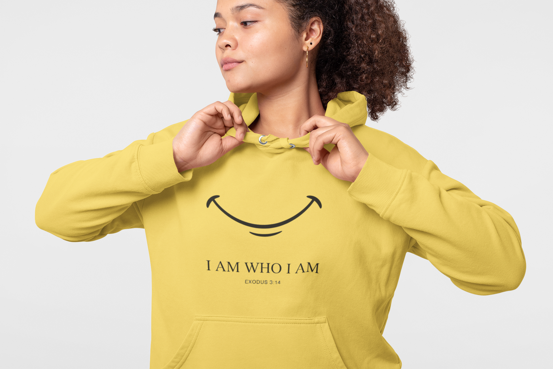 Hoodie — "I Am Who I Am" Minimalist Inspirational Pullover