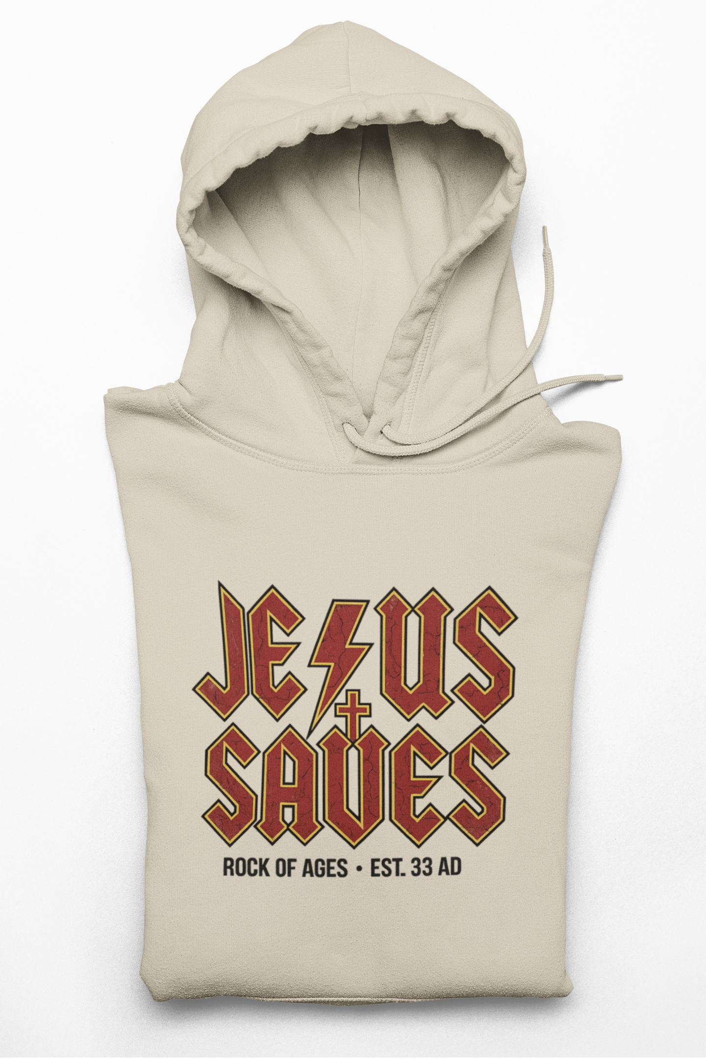 Jesus Saves Hoodie — Rock of Ages Vintage Christian Sweatshirt