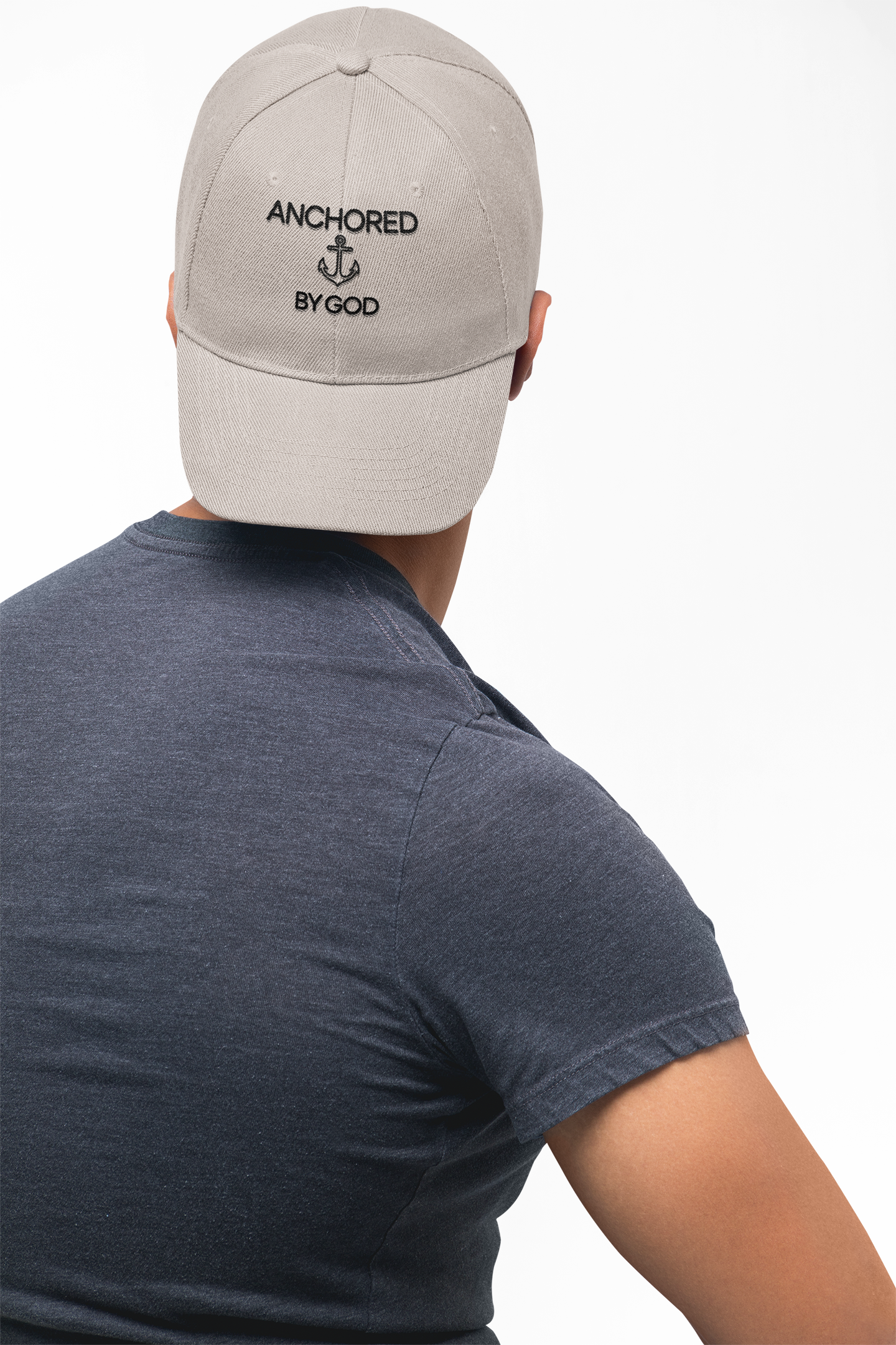 Anchored by God Dad Cap — Embroidered Christian Anchor Baseball Hat