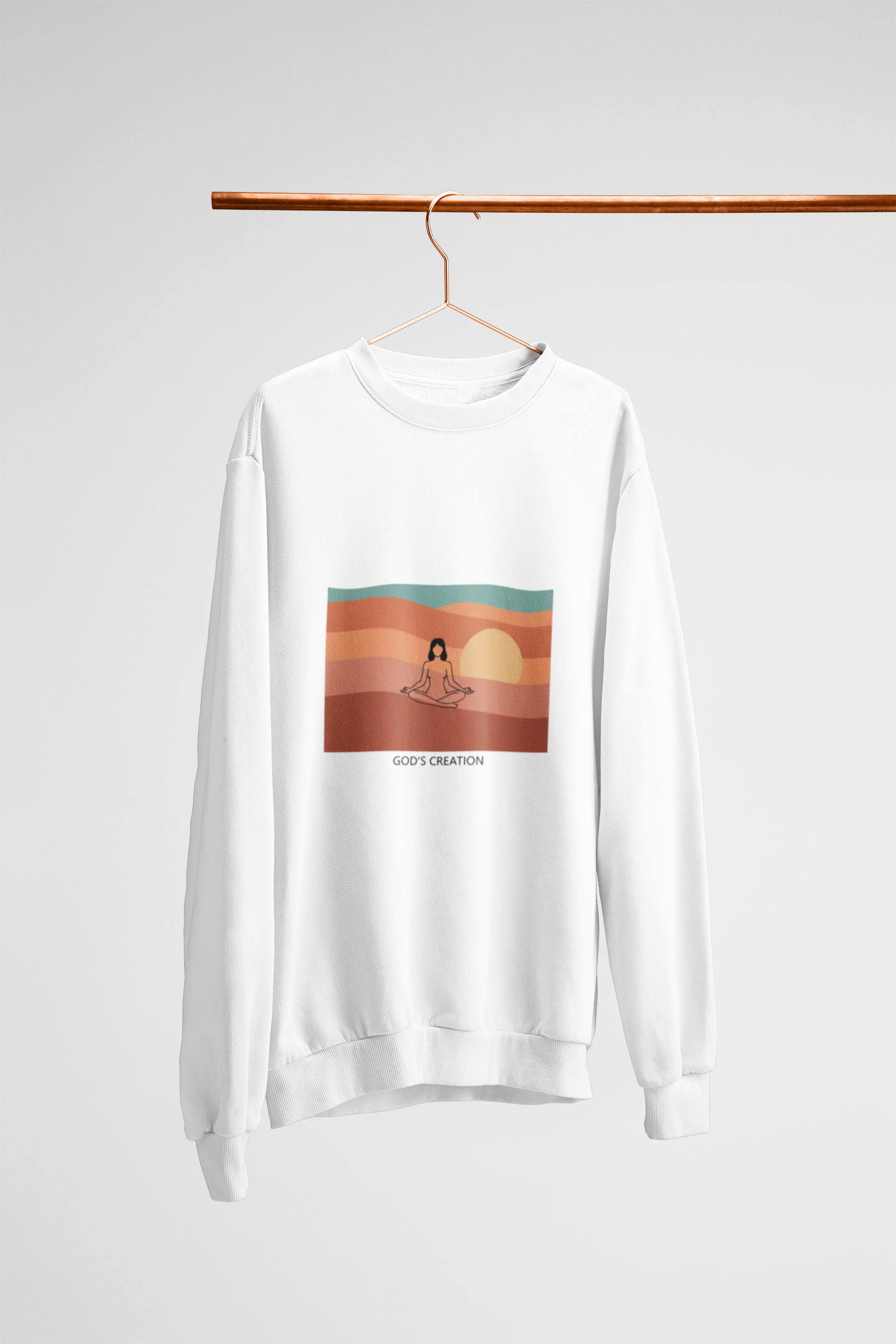 God's Creation Vintage Meditation Sweatshirt — Sunset Dessert Scene