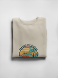 The Lord our Saviour, Retro 70s Sunset Surf Crewneck Sweatshirt | vintage palm postcard design