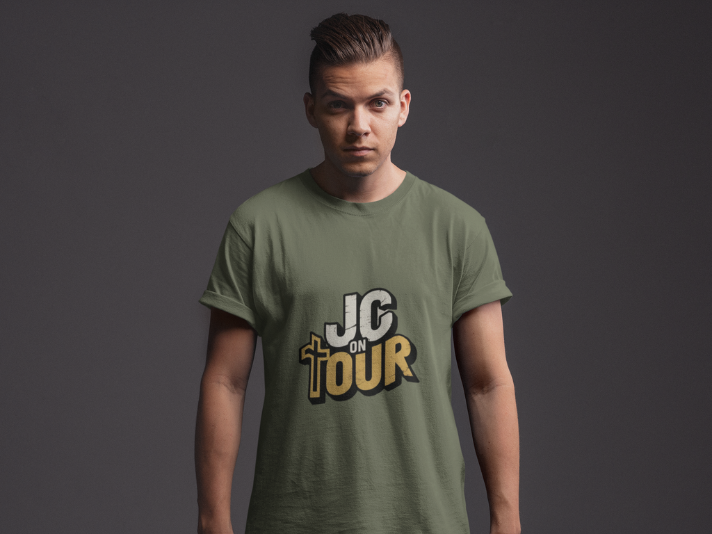 JC On Tour Christian T-Shirt — Funny Jesus Tee for Faith-Based Gifts