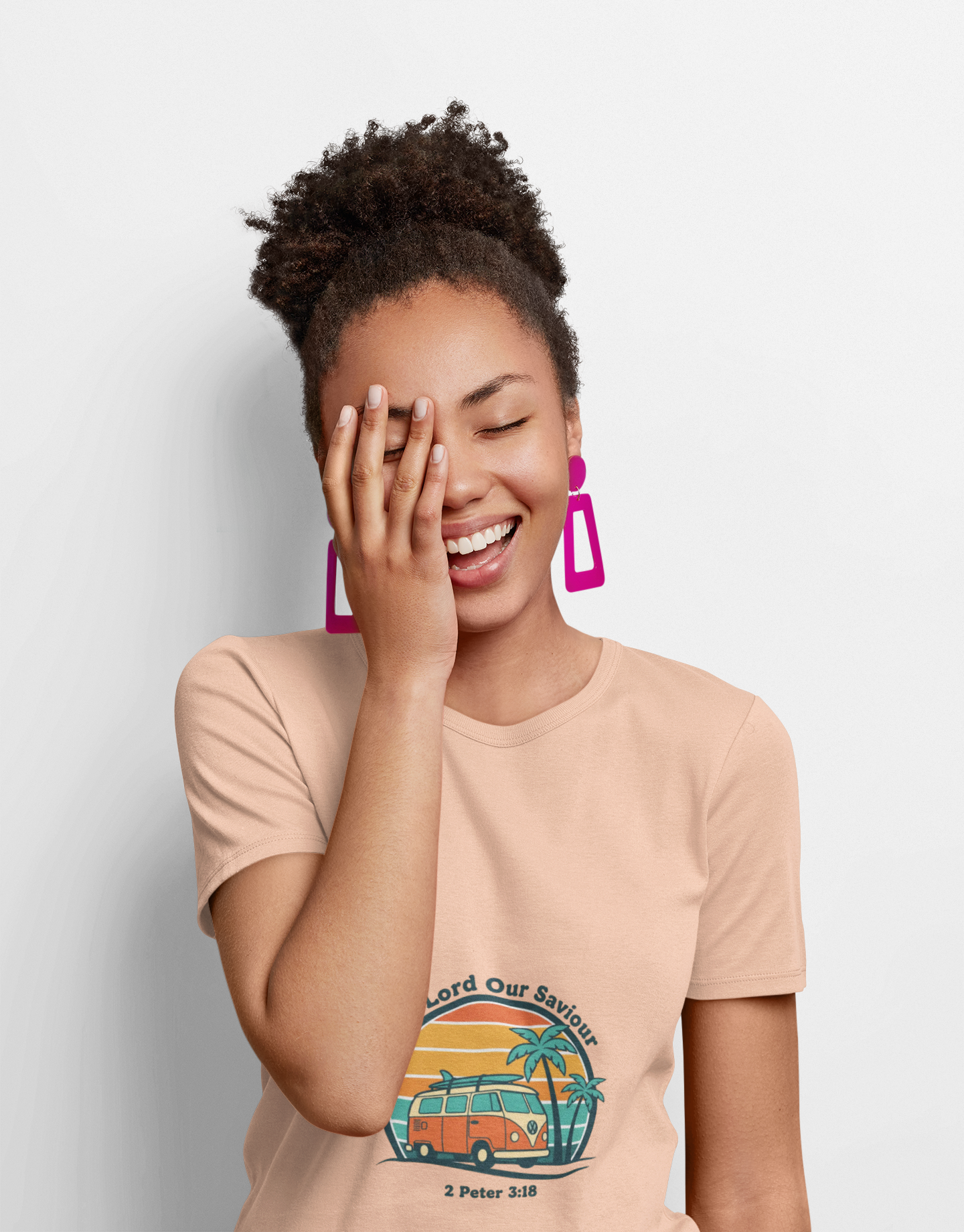 The Lord our Saviour Retro Surf Sunset T-shirt | 70s Palm Postcard, Golden Hour Vintage Graphic