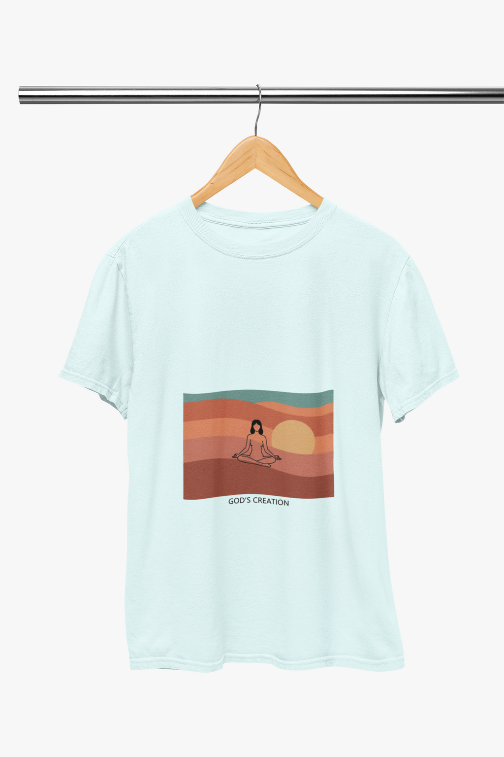 God's Creation Sunset Yoga T-Shirt — Retro Minimalist Spiritual Tee