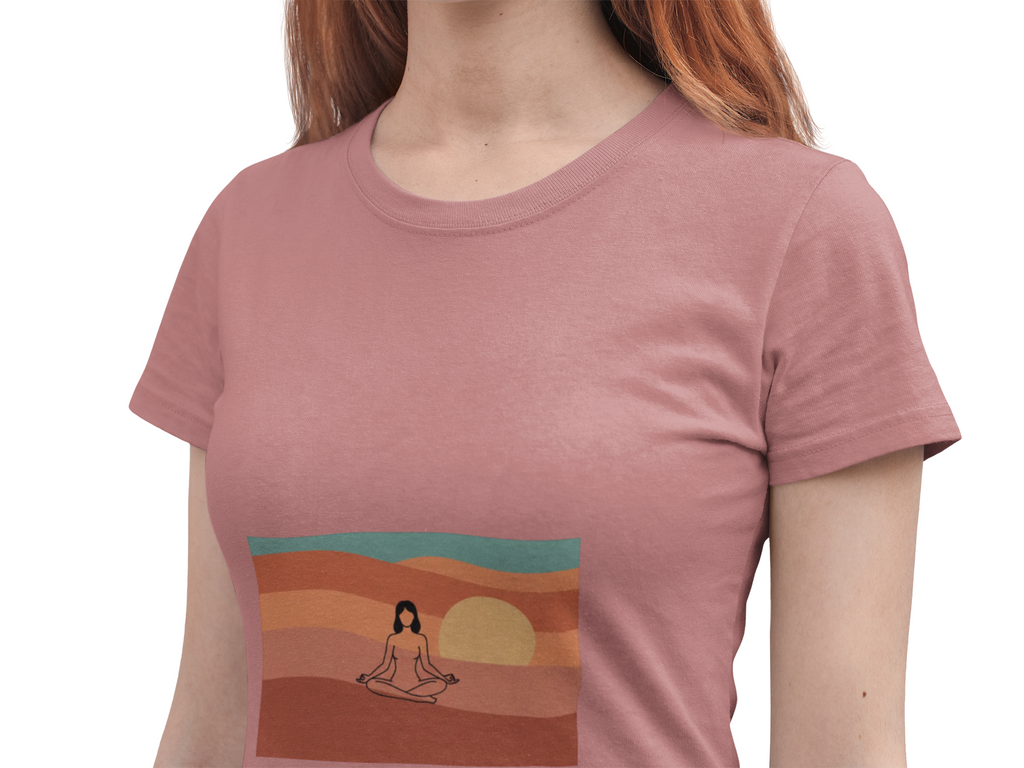 God's Creation Sunset Yoga T-Shirt — Retro Minimalist Spiritual Tee